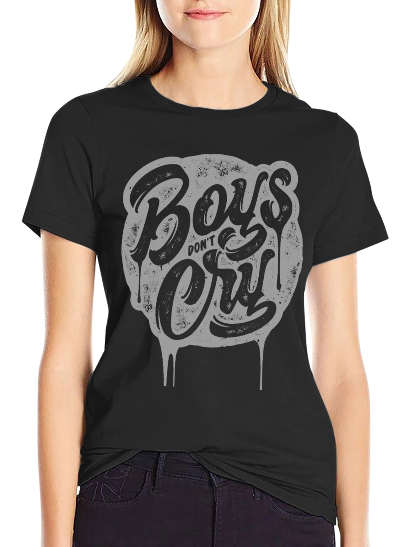 Black Boys Don't Cry Graphic Tee - Stylish Crew Neck T-Shirt view 2