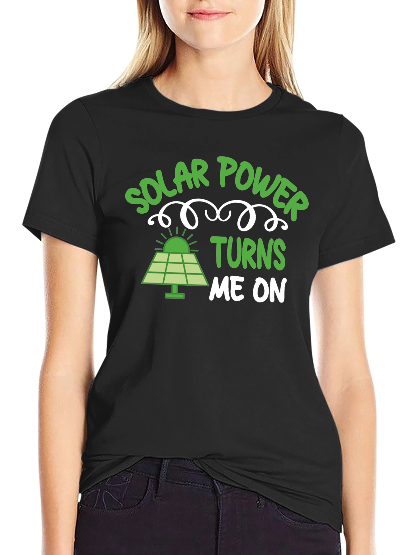 Black Solar Power Turns Me On - Graphic T-Shirt view 2