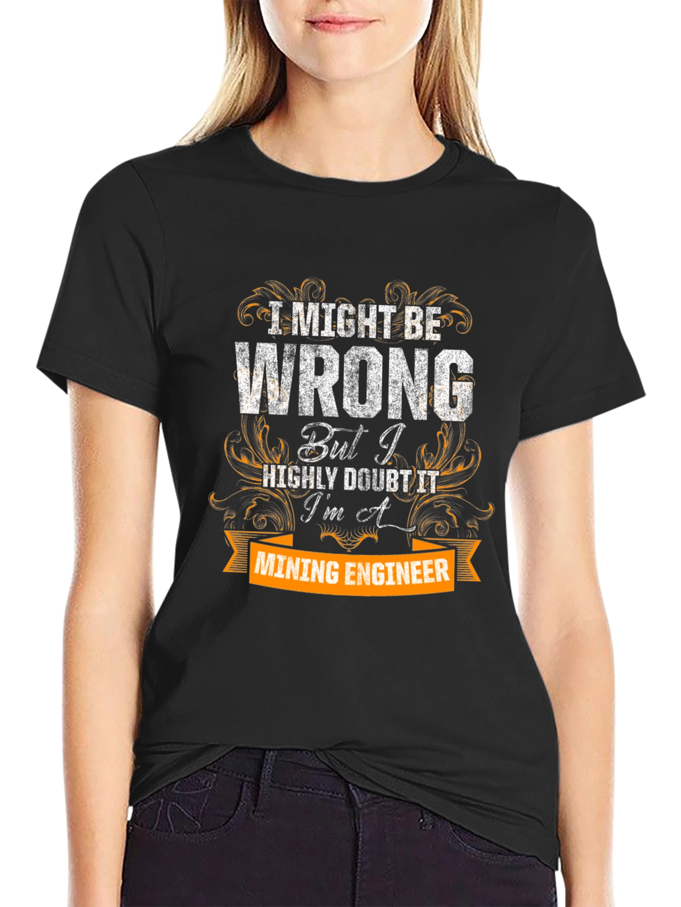 Black Mining Engineer T-Shirt view 2
