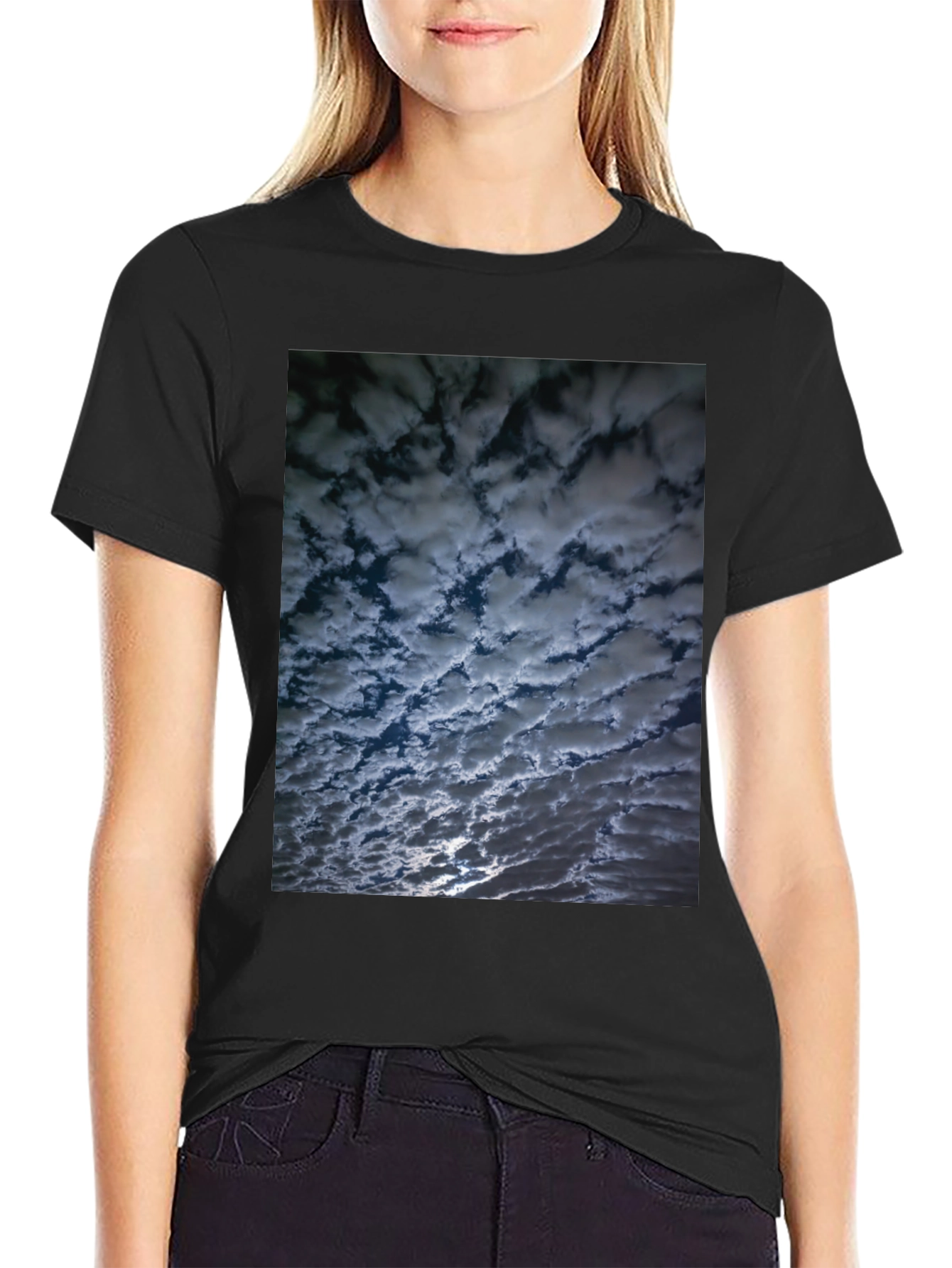 Black Cloudscape Graphic Tee - Black Cotton Comfort view 2