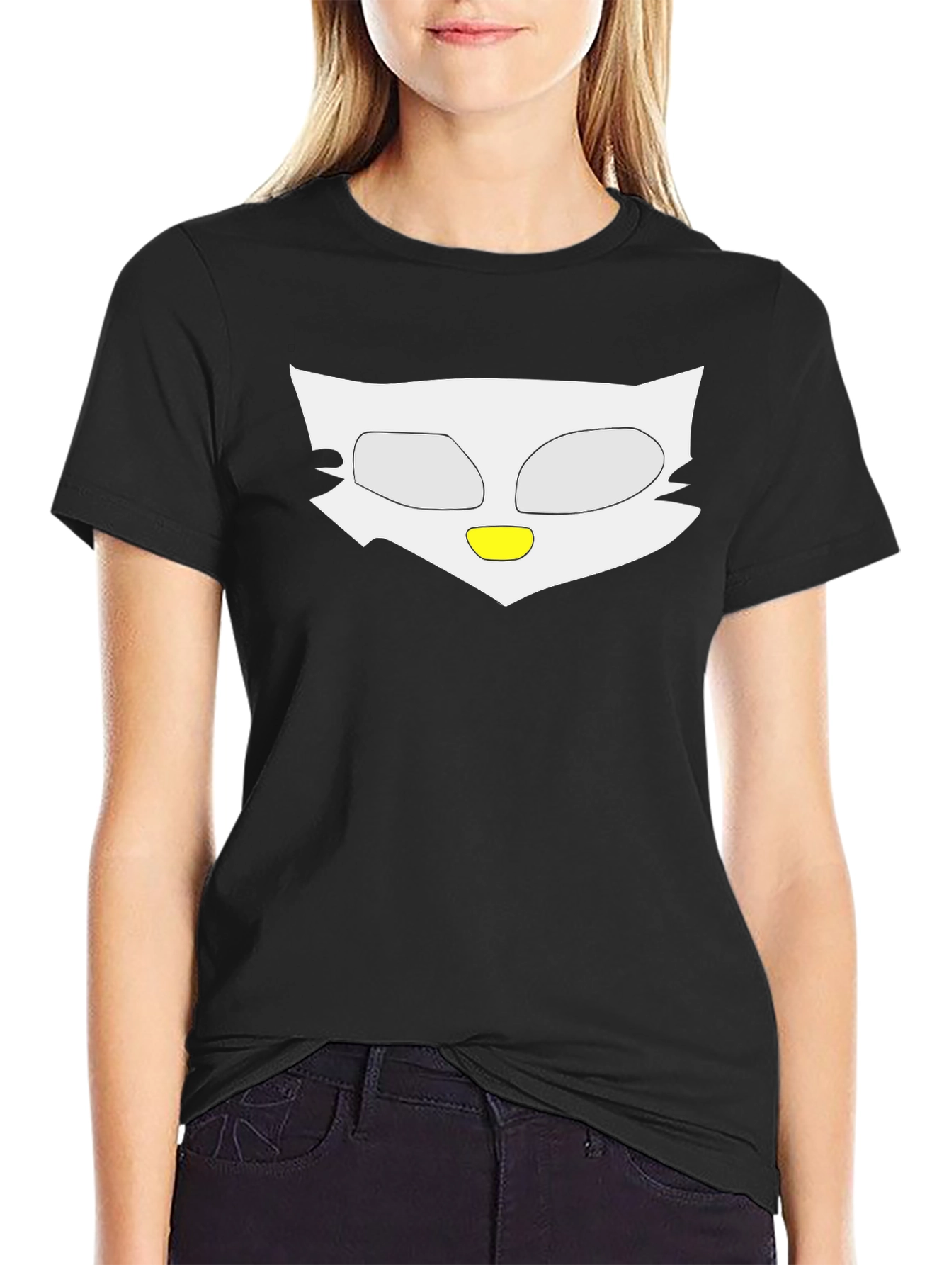Black Abstract Owl Graphic Tee - Soft Cotton Blend view 2