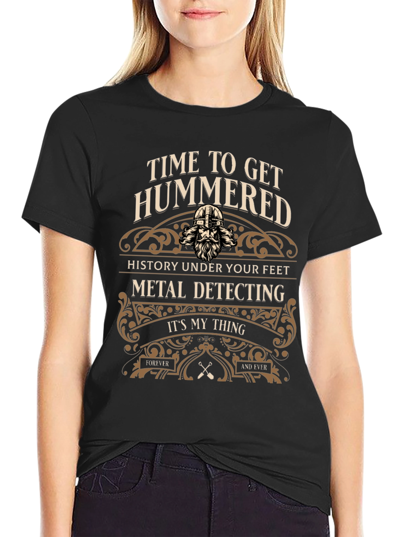 Black Time to Get Hummered Metal Detecting Black T-Shirt view 2