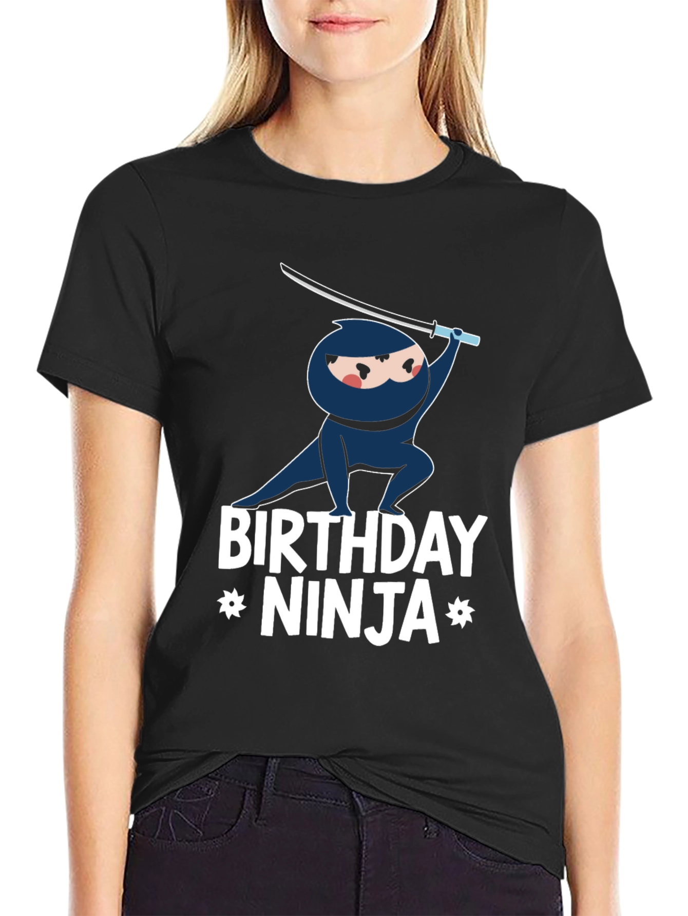 Black Birthday Ninja Graphic T-Shirt view 2