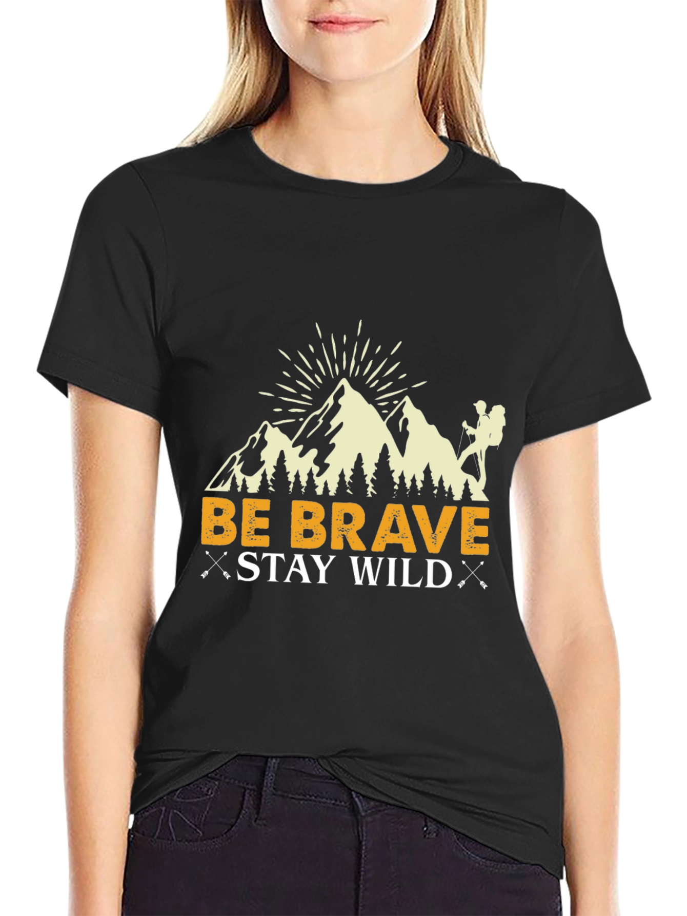 Black Be Brave Stay Wild Graphic Tee view 2