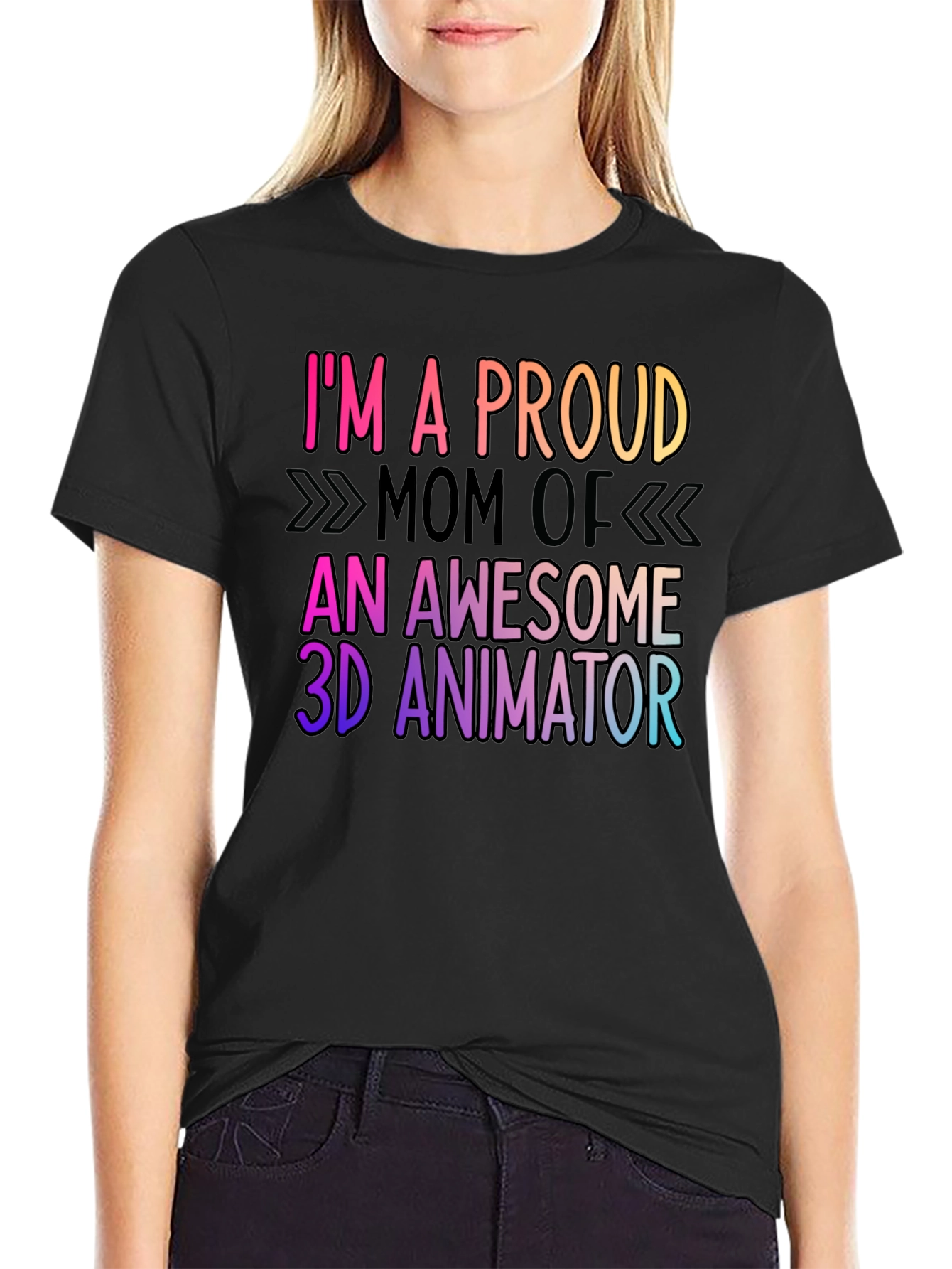Black Proud Mom of 3D Animator Graphic Tee view 2