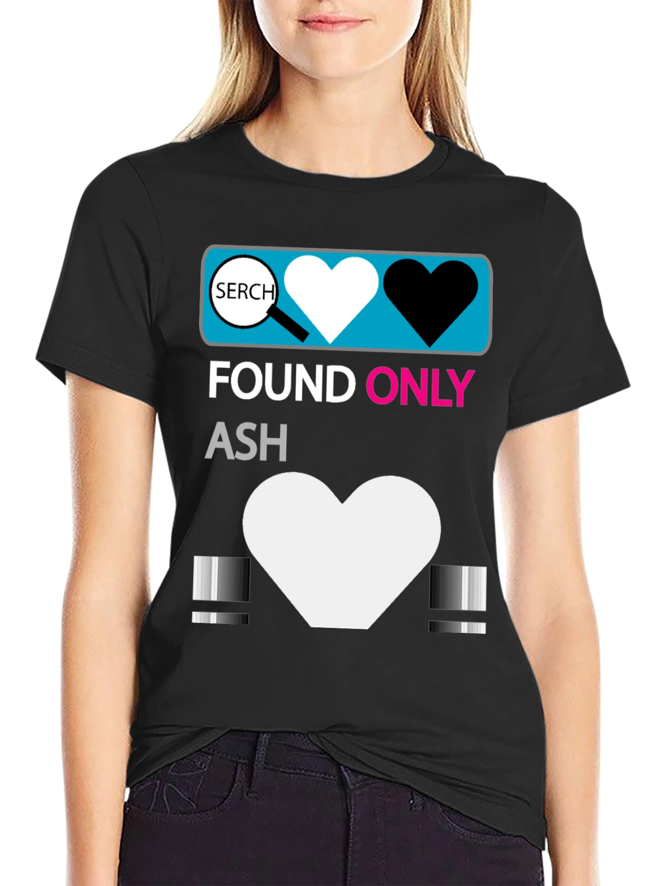 Black Found Only Ash T-Shirt - Heart Search Design view 2
