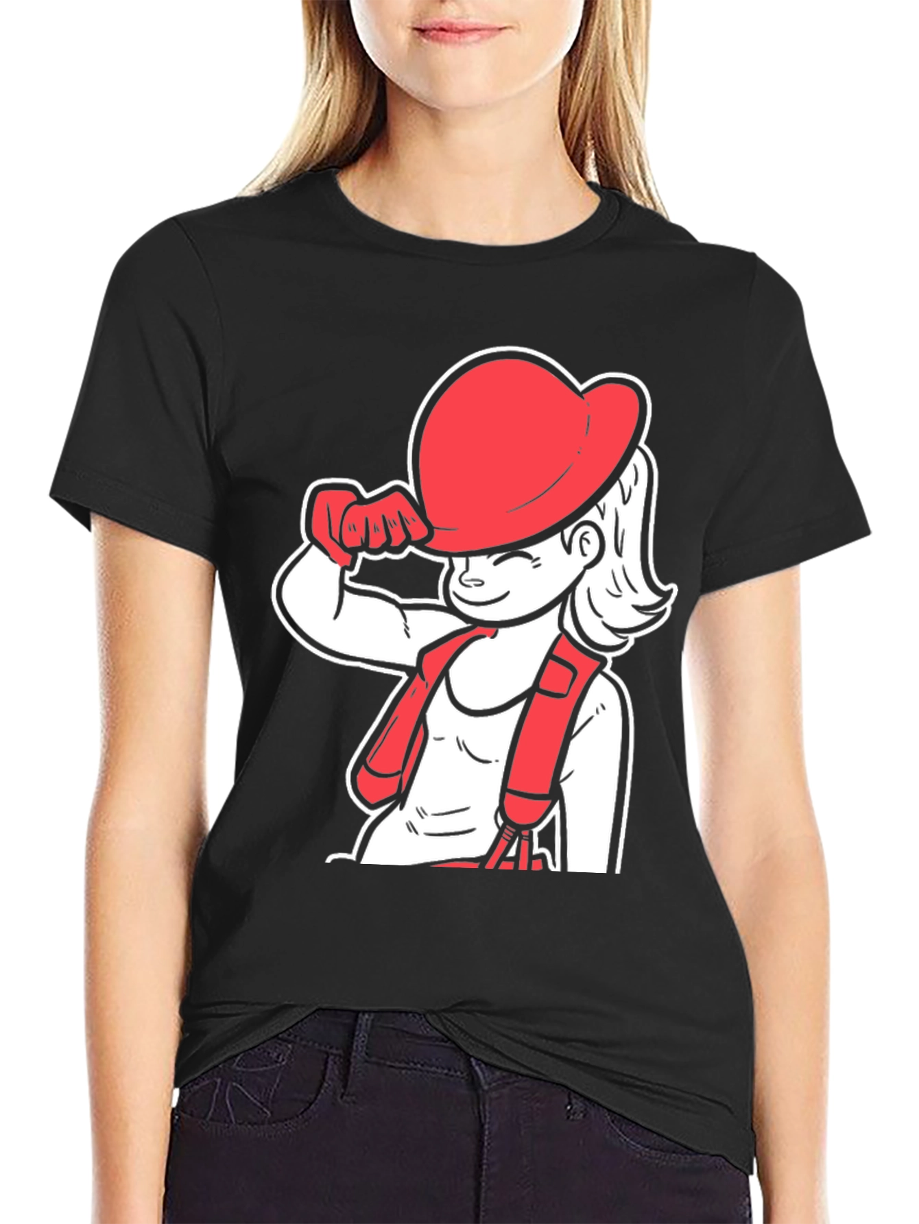 Black Cartoon Graphic Black T-Shirt view 2