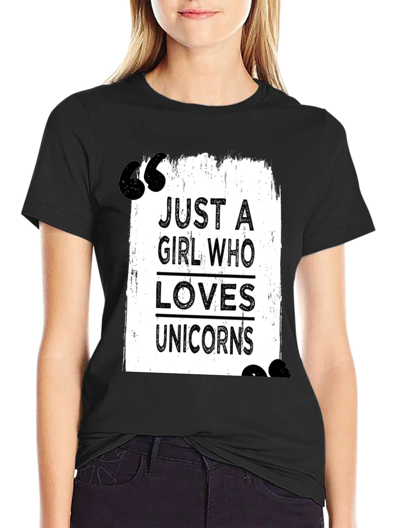 Black Just a Girl Who Loves Unicorns T-Shirt view 2