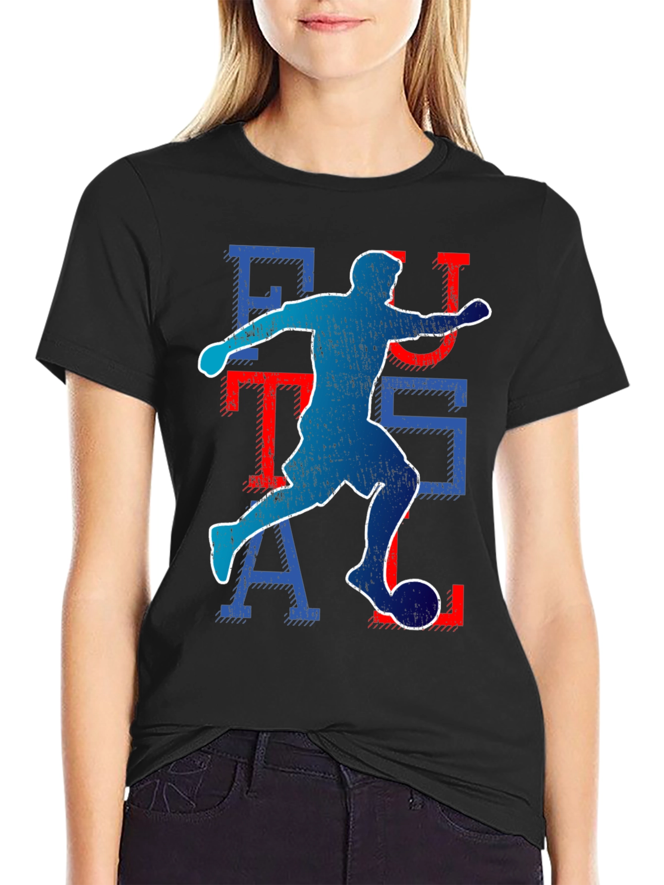 Black Futsal Player Graphic T-Shirt view 2