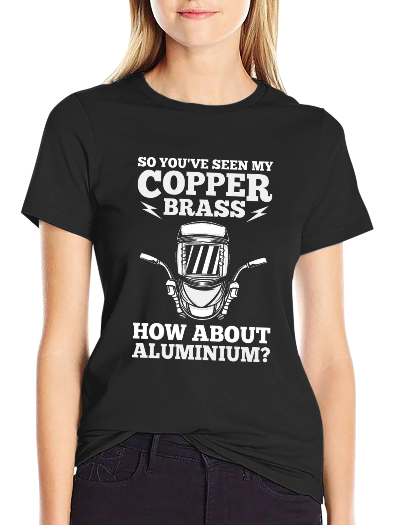 Black Welder Humor T-Shirt - Copper Brass Aluminium view 2