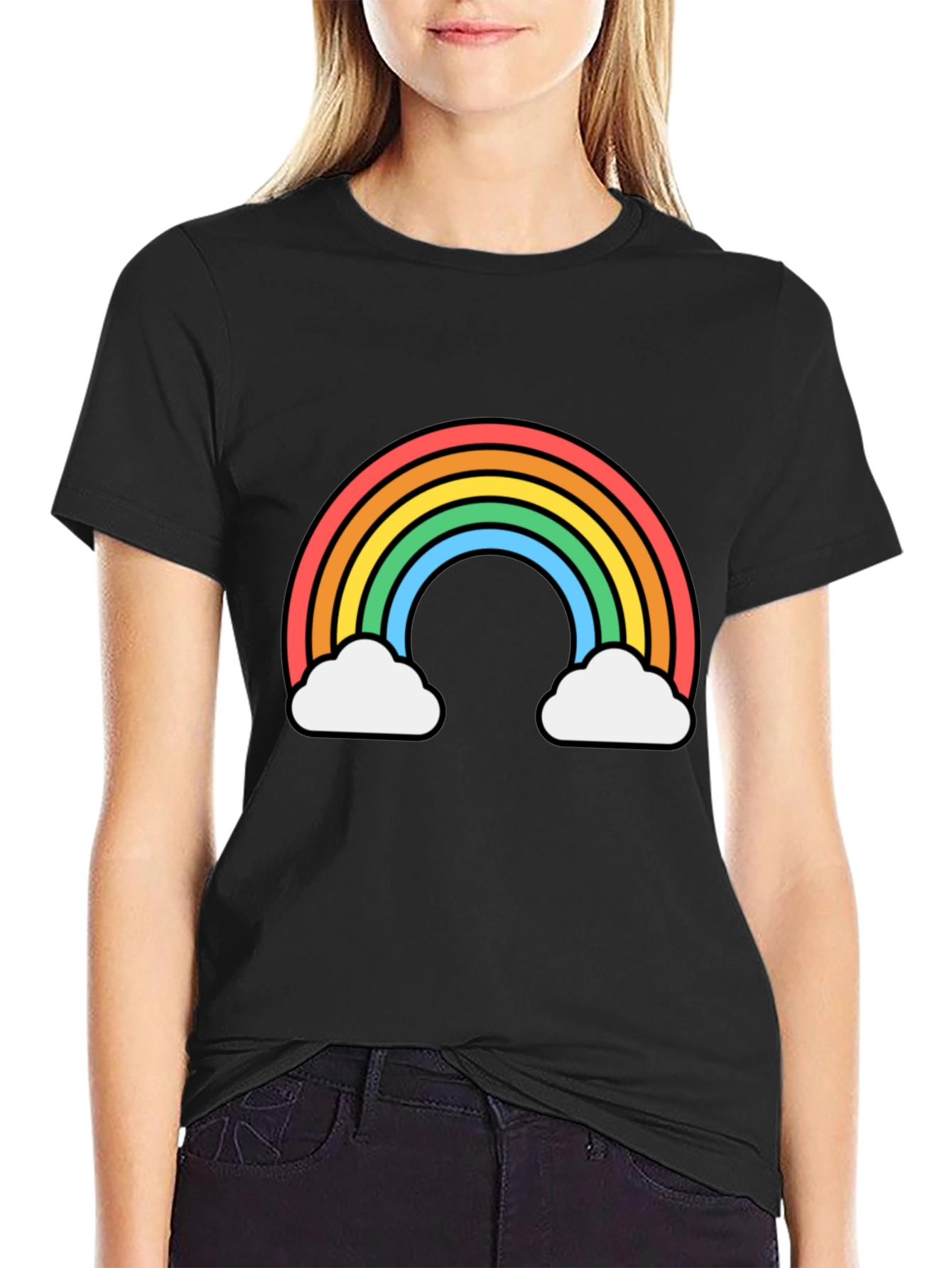 Black Rainbow Cloud Graphic Tee - Black Unisex T-Shirt view 2