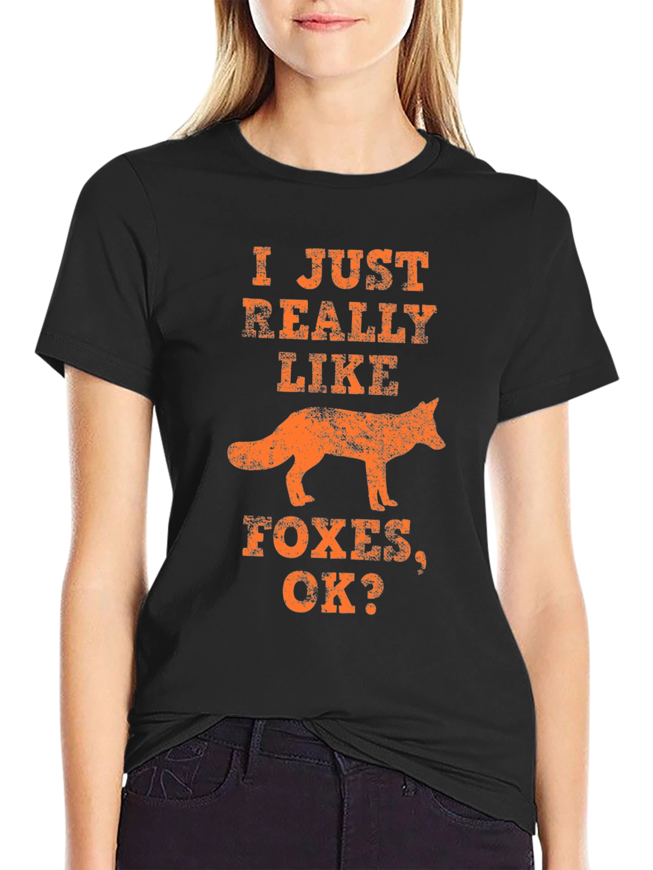 Black Fox Lover T-Shirt: I Just Really Like Foxes, Ok? view 2