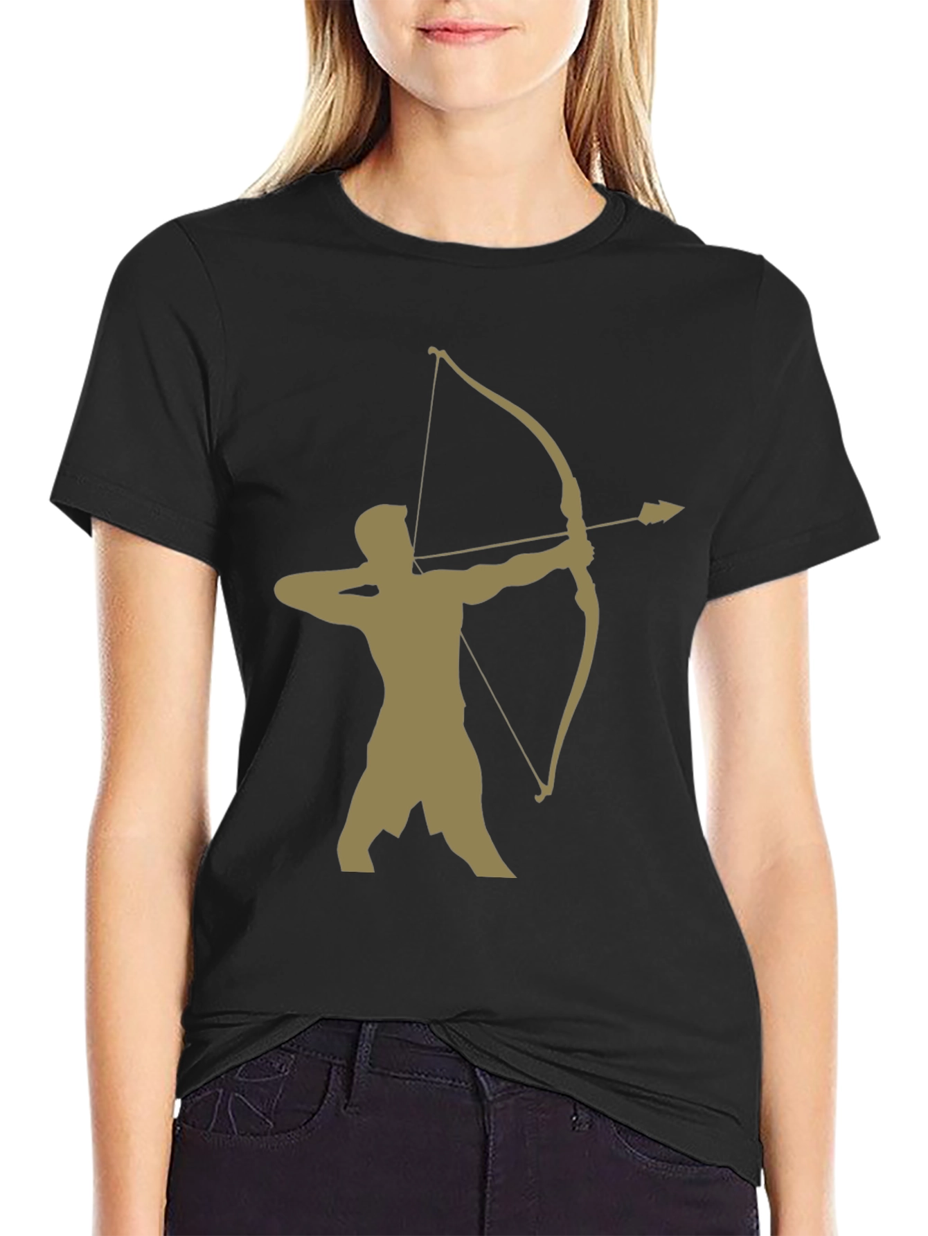 Black Archer Graphic Tee - Black Cotton Blend Casual Wear view 2