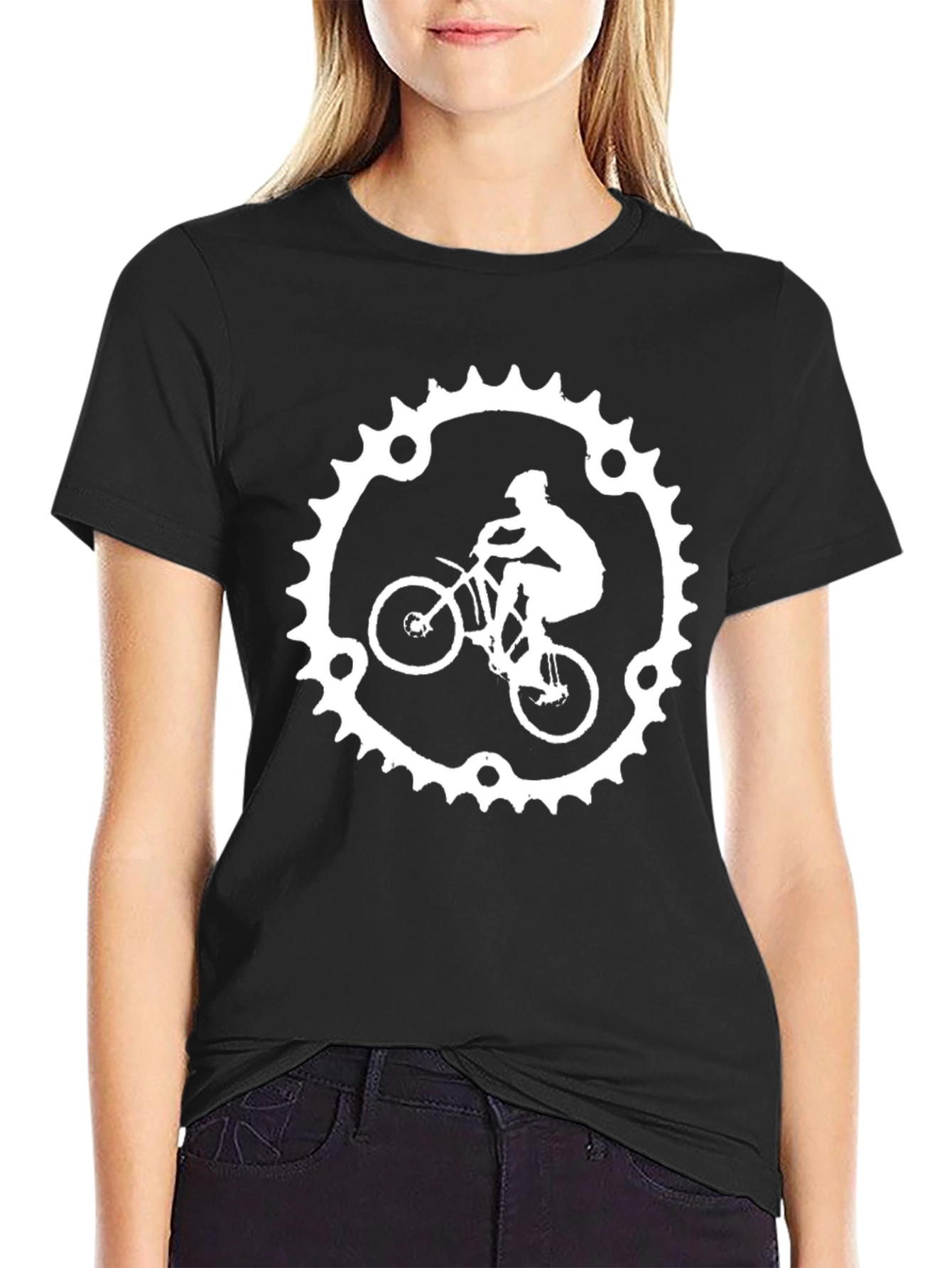 Black Cyclist Sprocket Graphic Tee - Black Cotton Blend view 2