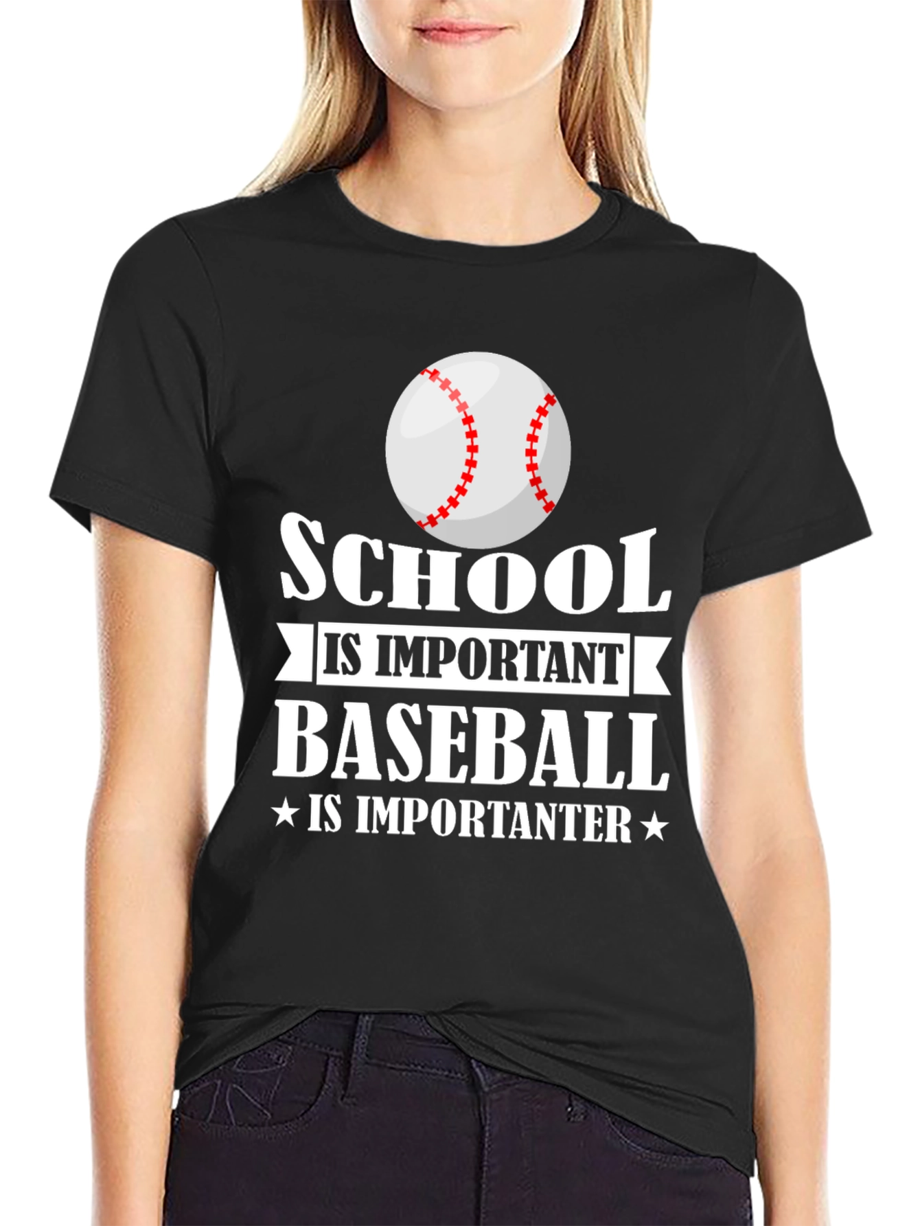 Black School is Important Baseball is Importanter T-Shirt view 2