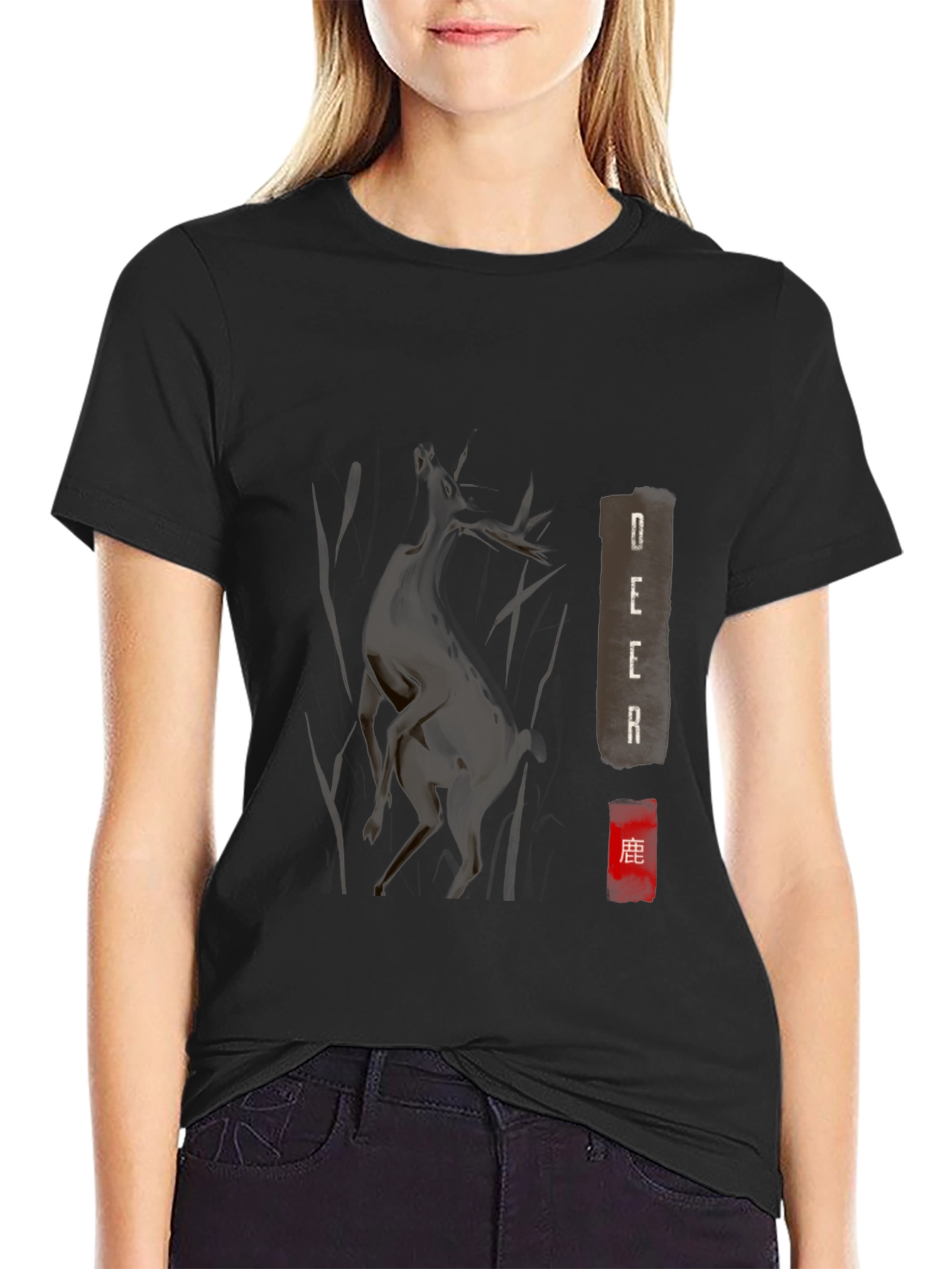 Black Deer Graphic T-Shirt - Soft Cotton Tee view 2