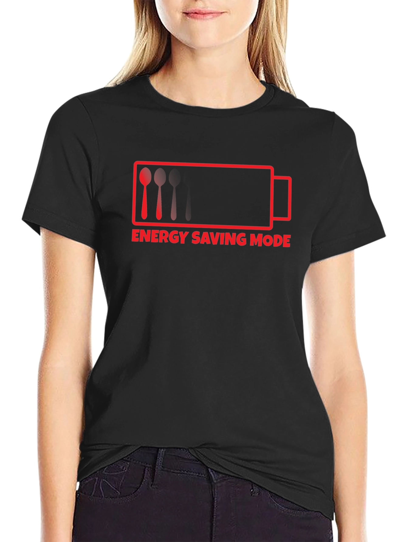 Black Energy Saving Mode Funny T-Shirt view 2