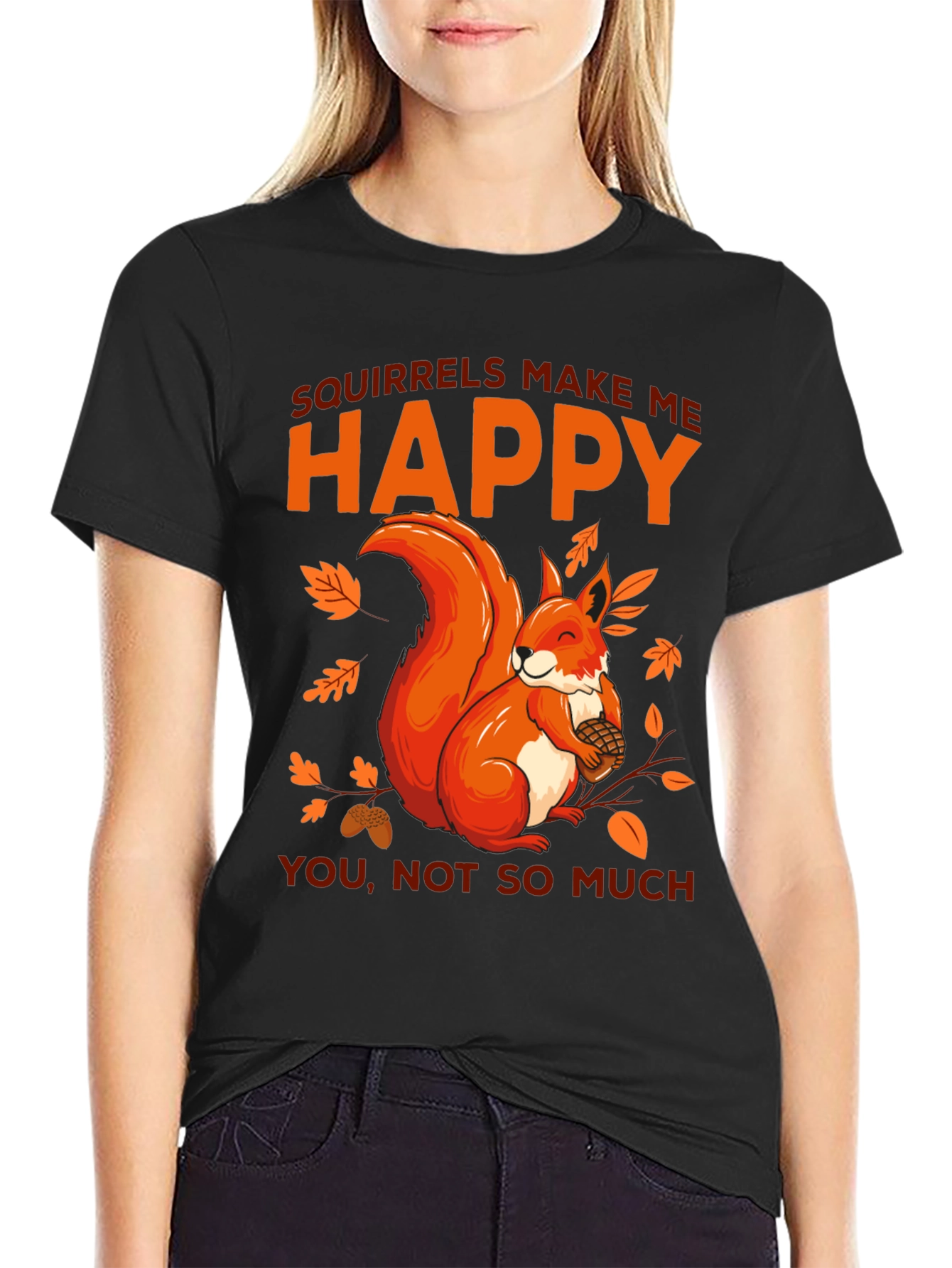 Black Squirrels Make Me Happy Graphic T-Shirt view 2