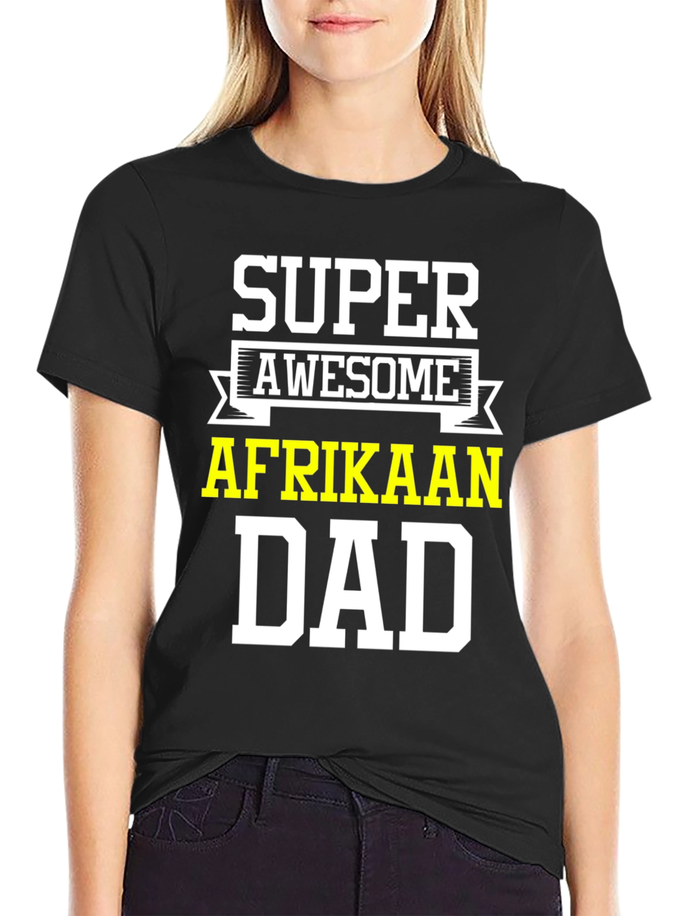 Black Super Awesome Afrikaan Dad T-Shirt view 2
