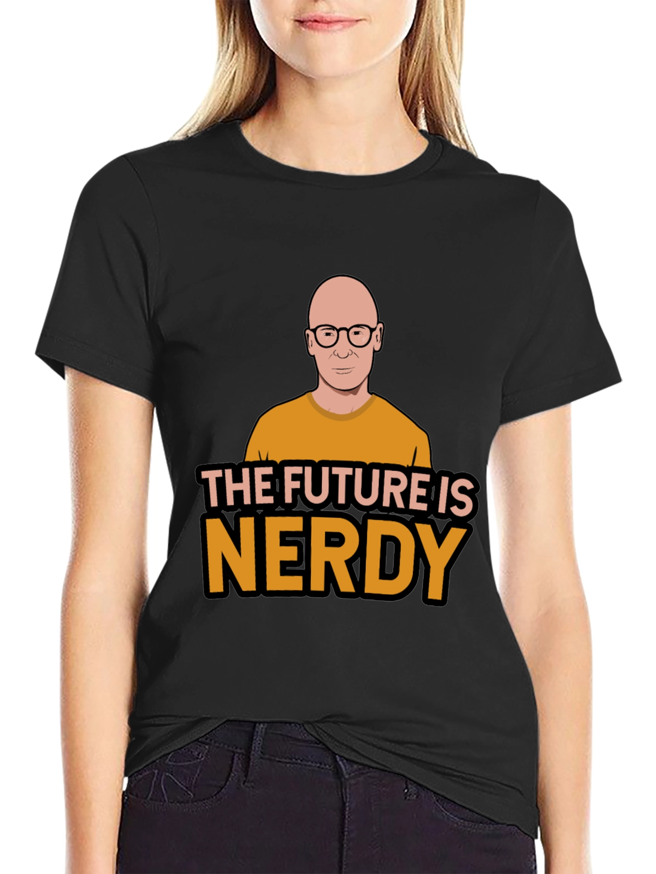 Black The Future is Nerdy Graphic T-Shirt view 2