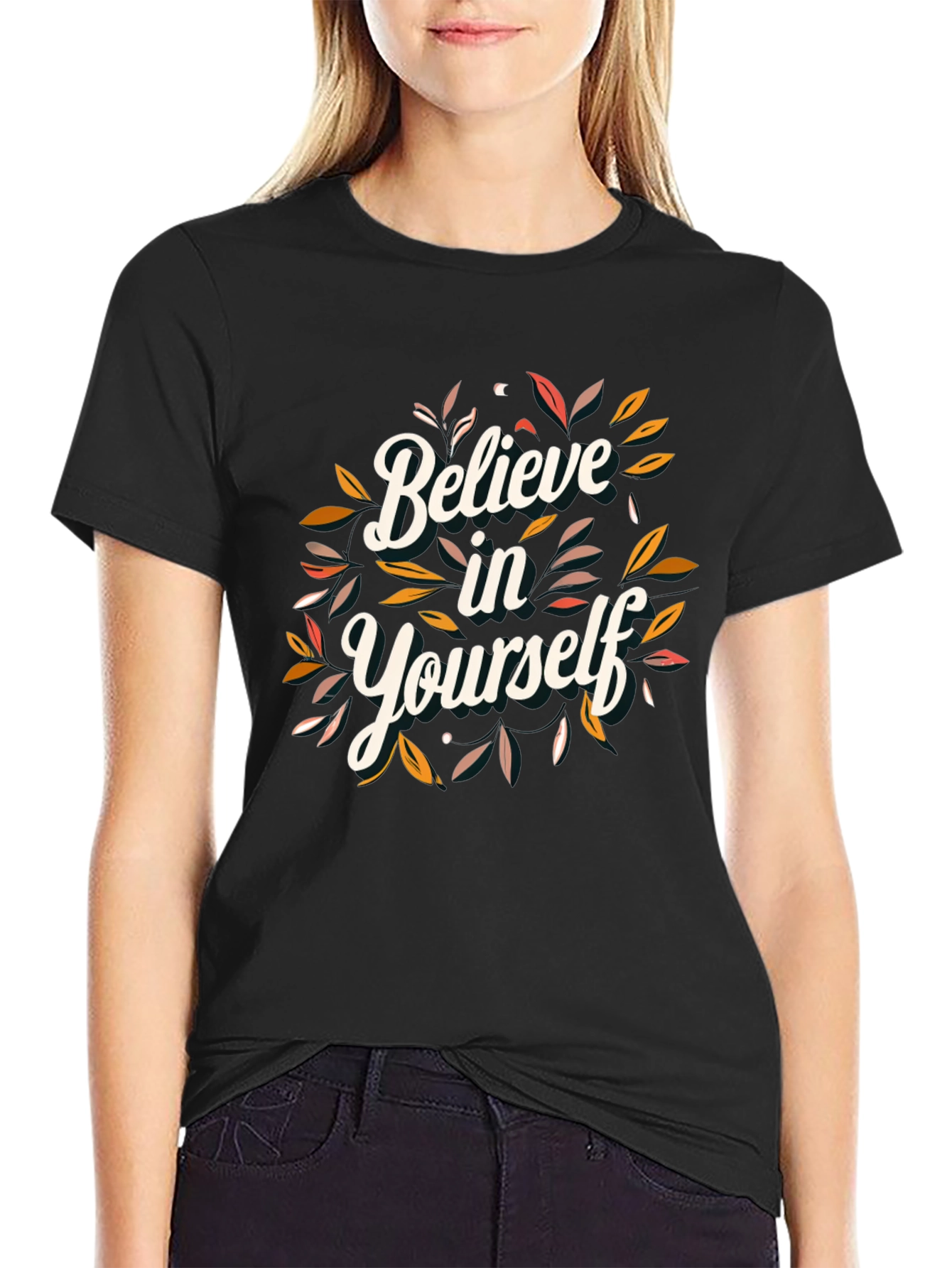 Black Believe in Yourself Graphic Tee view 2