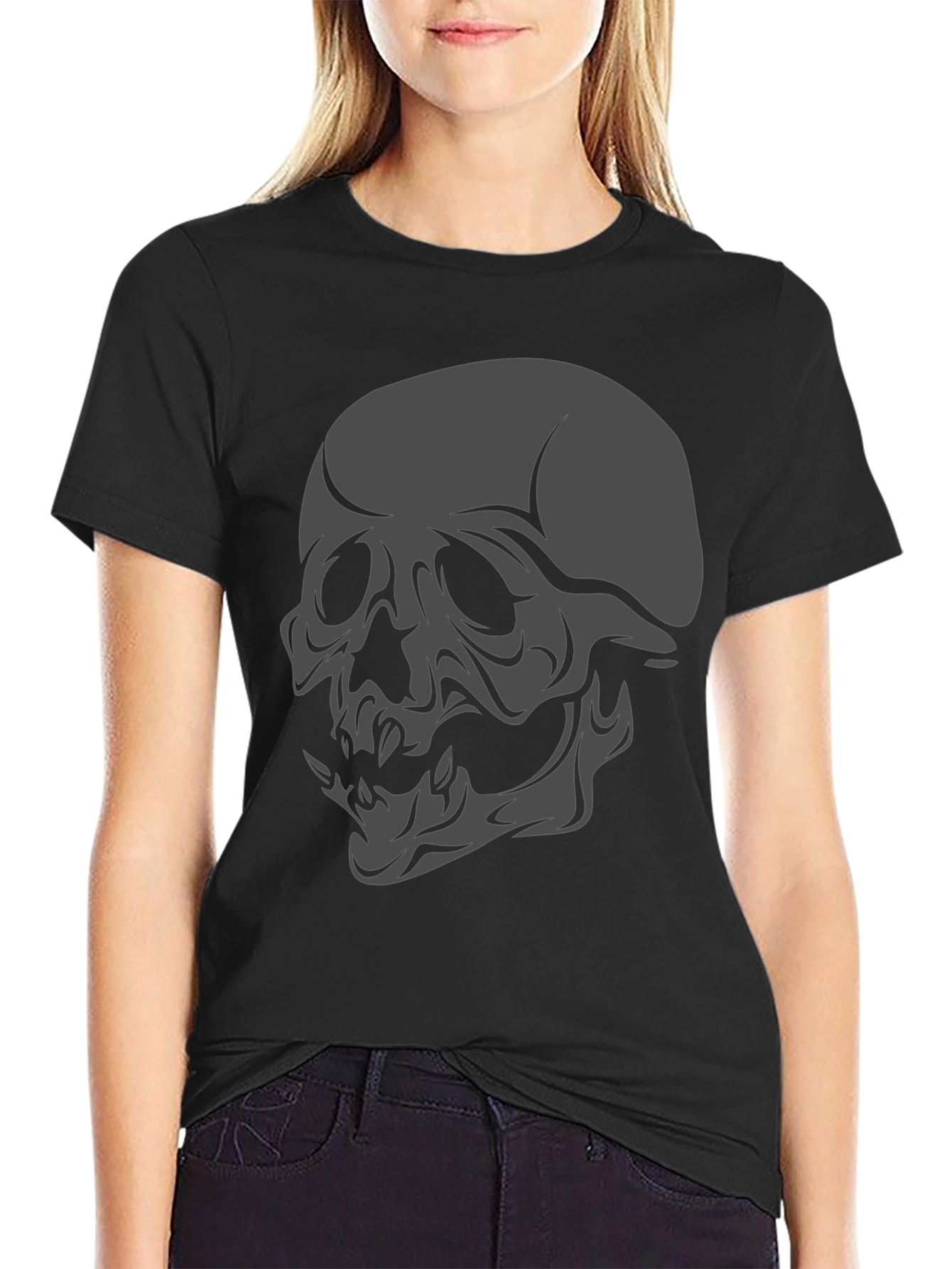 Black Skull Graphic Black T-Shirt view 2