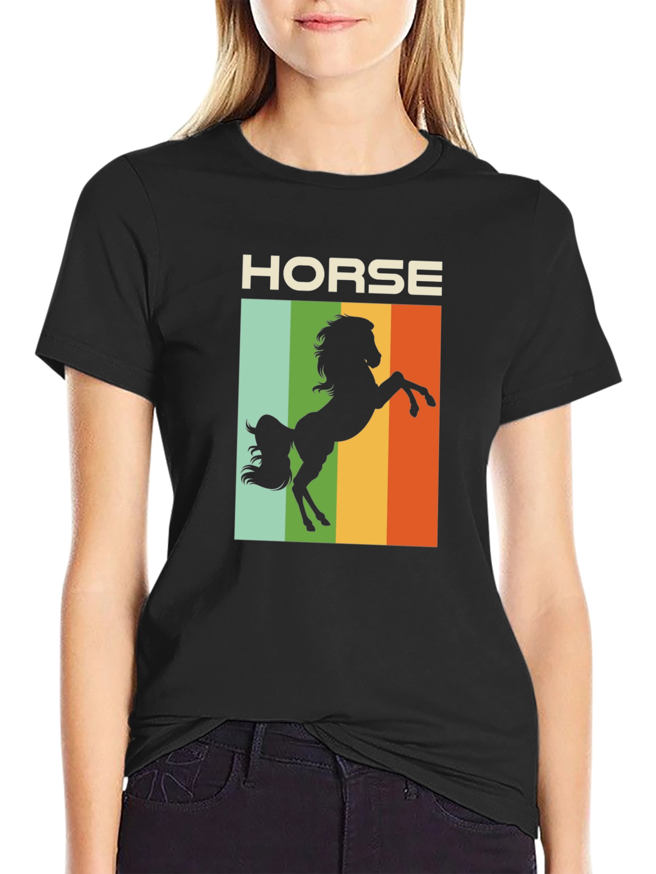 Black Retro Horse T-Shirt - Equestrian Style view 2