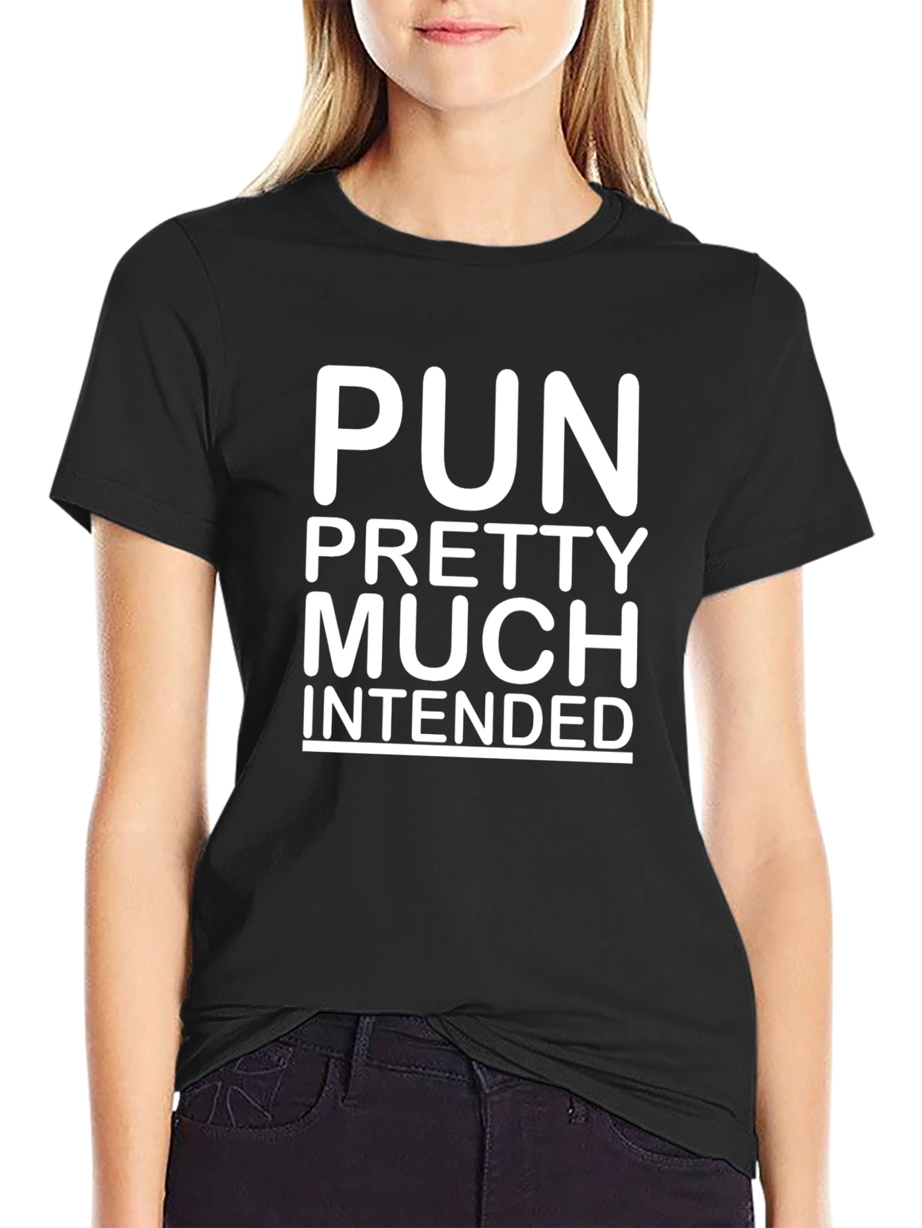 Black Pun Pretty Much Intended Graphic Tee view 2