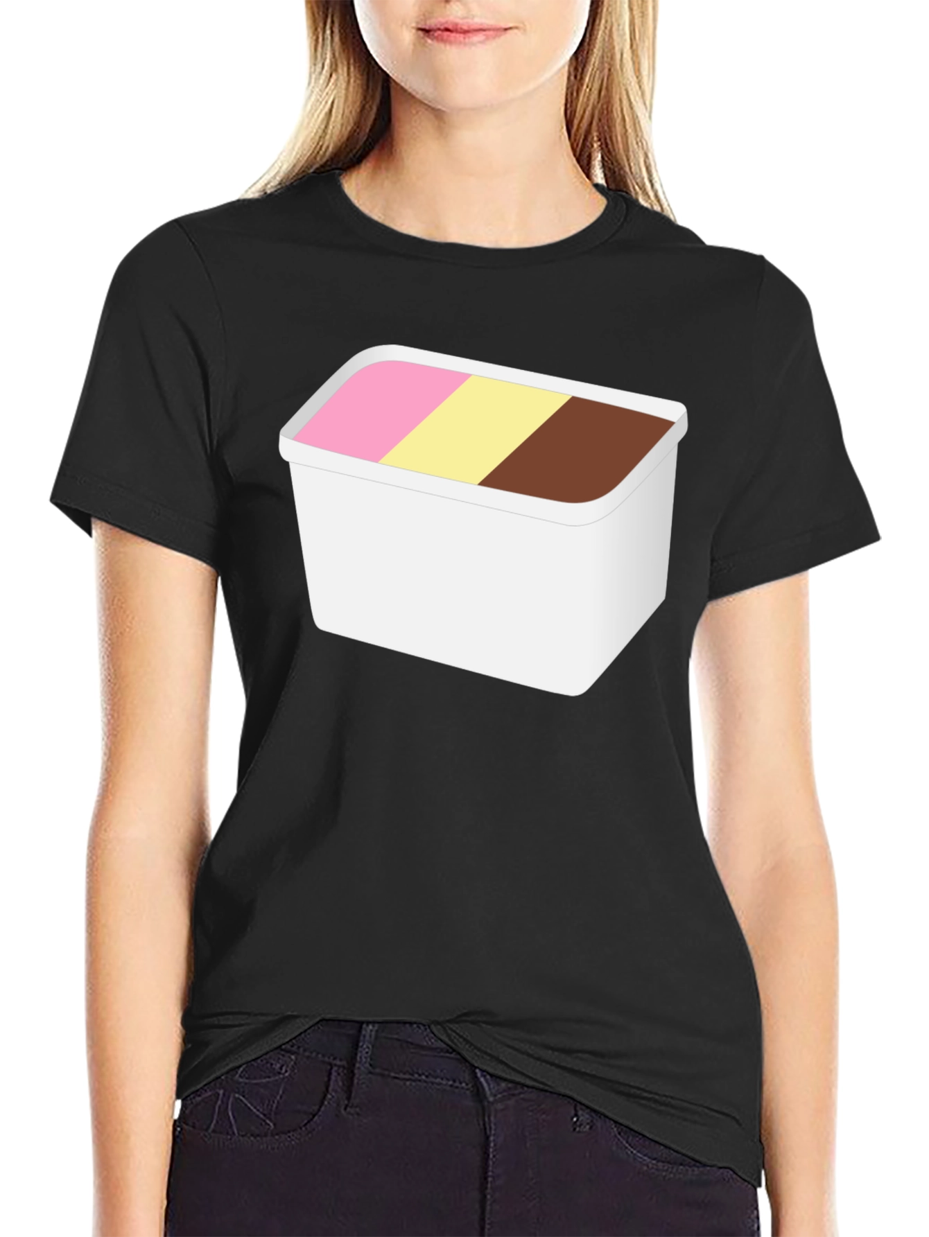 Black Ice Cream Tub Graphic Tee - Cool Novelty Shirt view 2