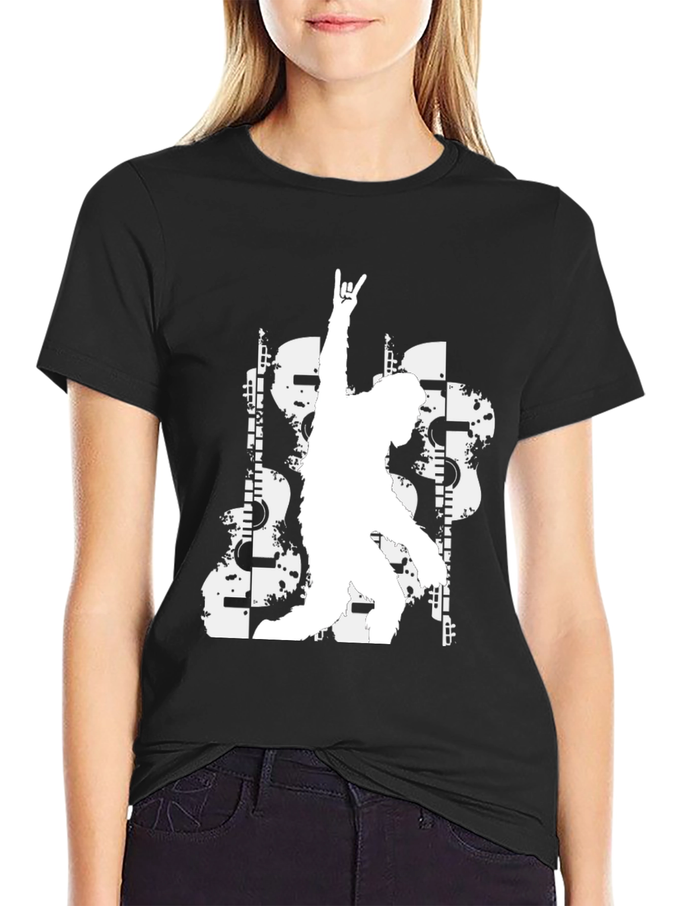 Black Rock On Graphic Tee - Black Casual T-Shirt view 2