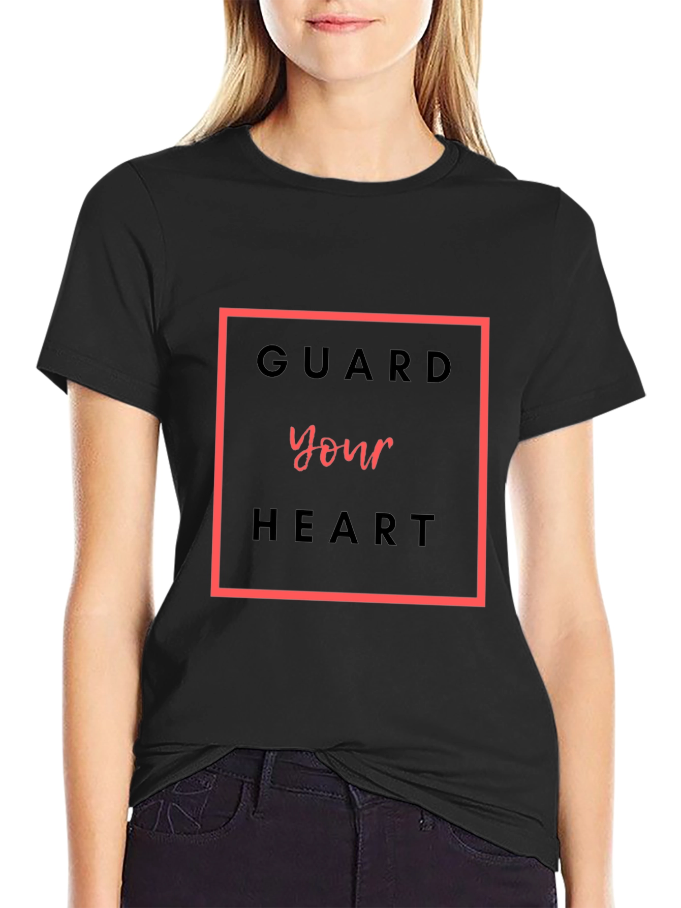 Black Guard Your Heart Graphic Tee - Stylish Unisex T-Shirt view 2
