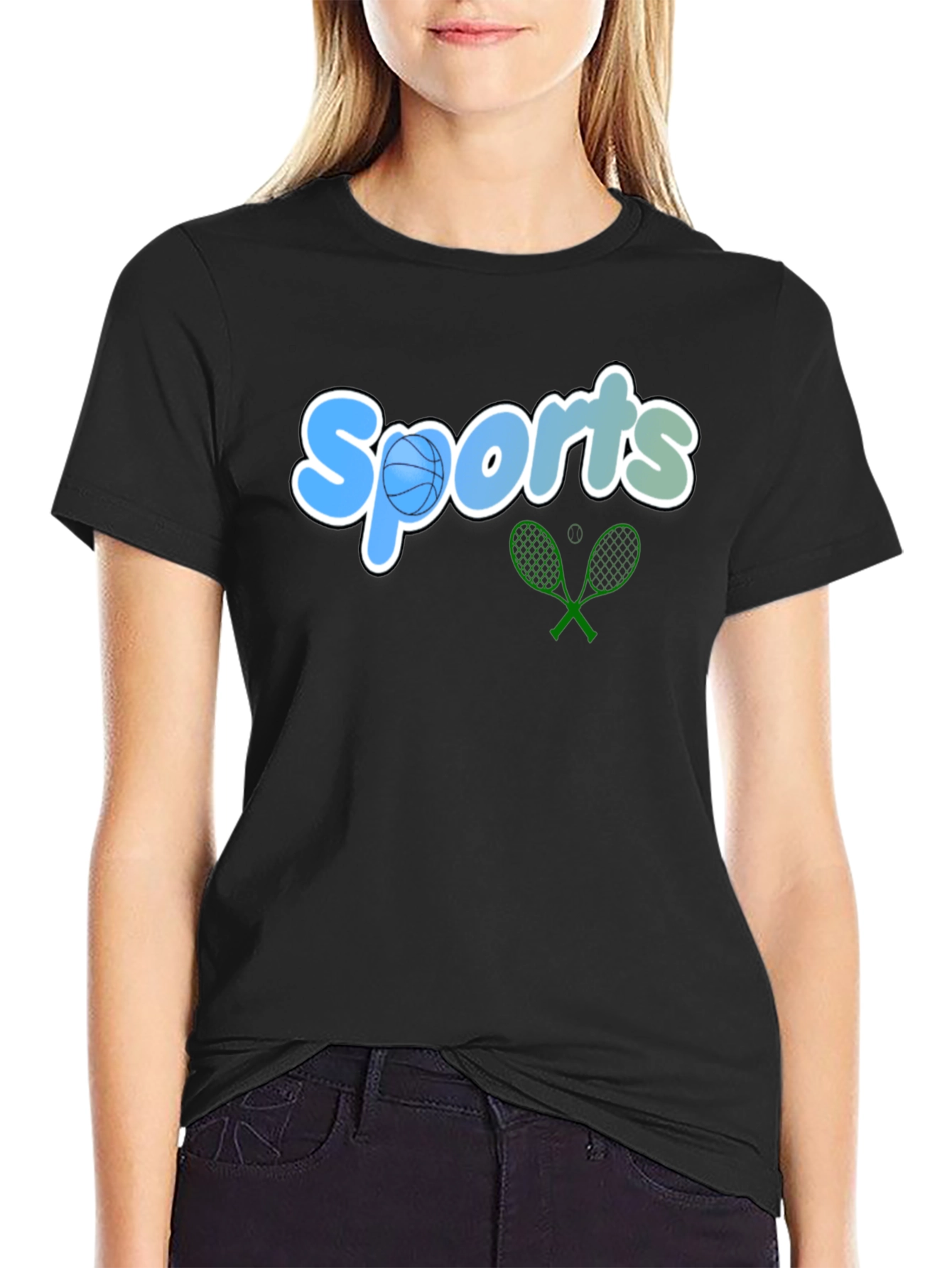 Black Sports Graphic Tee - Black Casual T-Shirt view 2