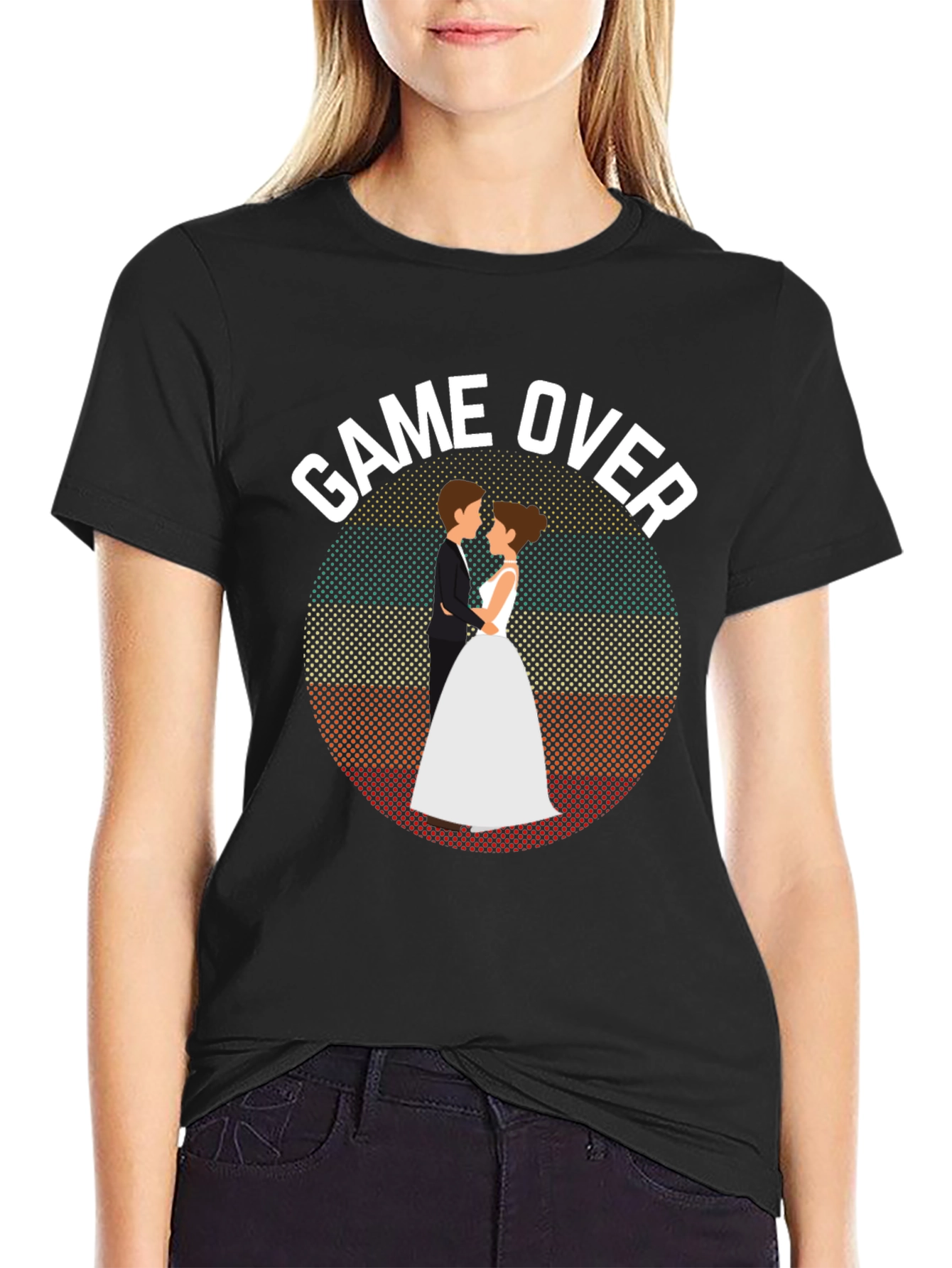Black Game Over Wedding T-Shirt - Groom Gift view 2