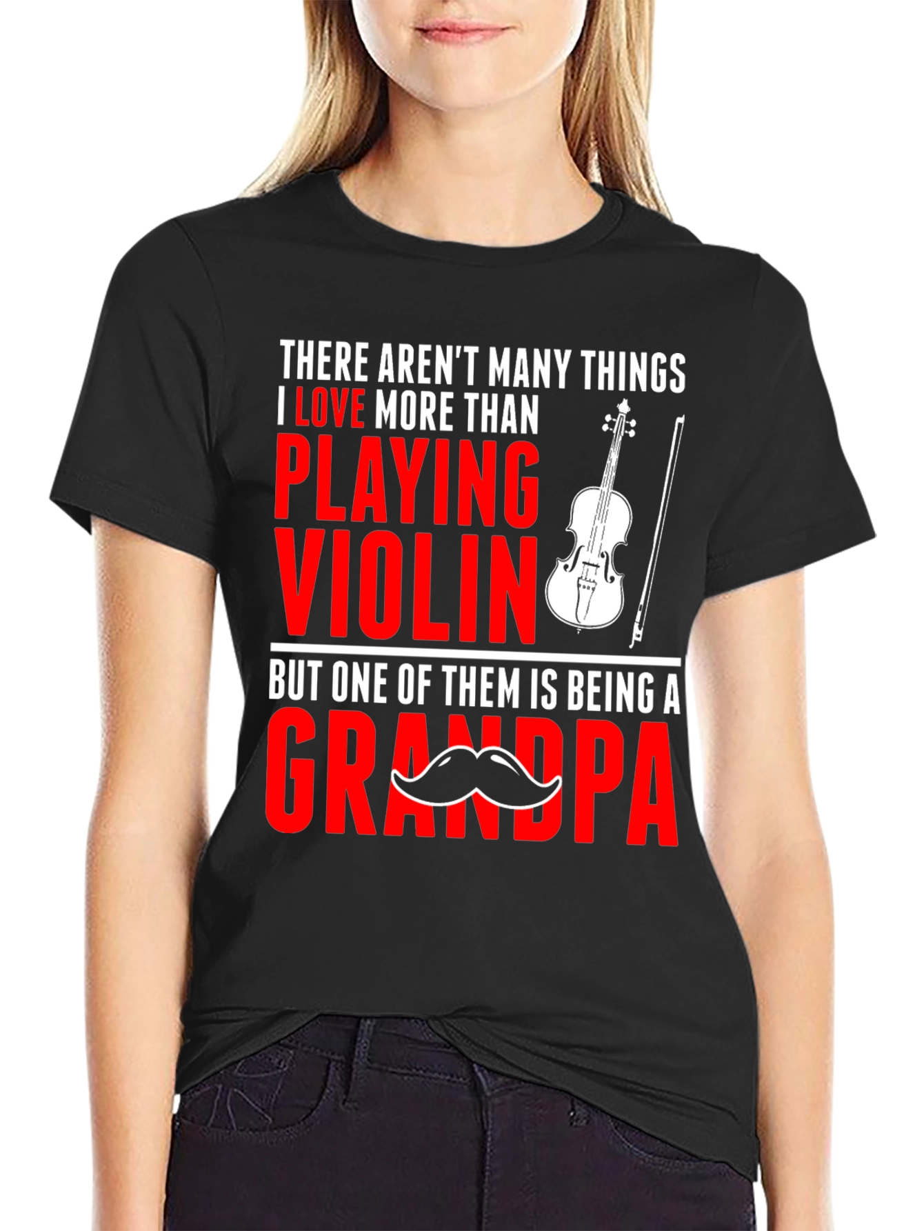 Black Violin Grandpa T-Shirt: Love Playing Grandpa Tee view 2