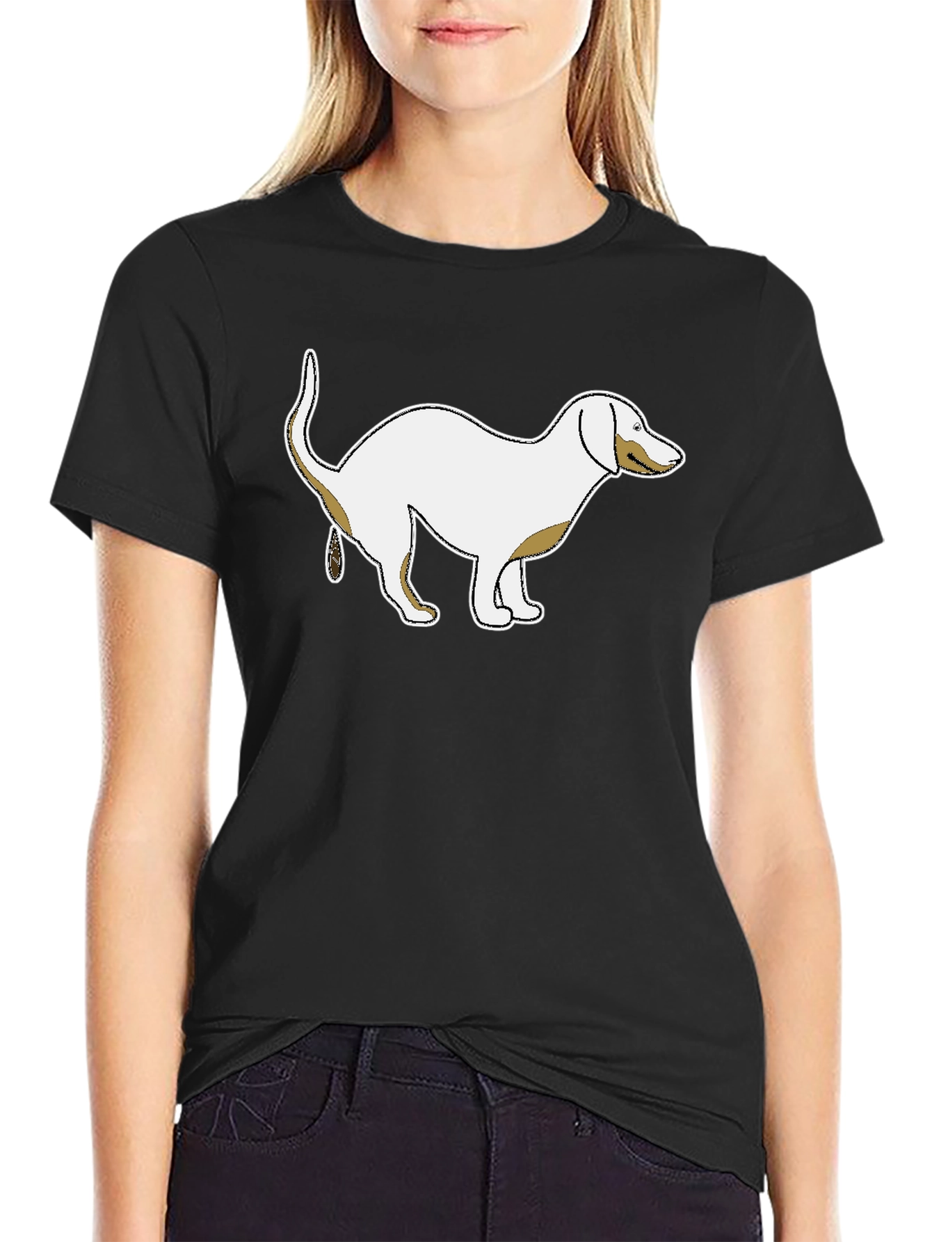 Black Funny Dog Pooping Humor T-Shirt view 2