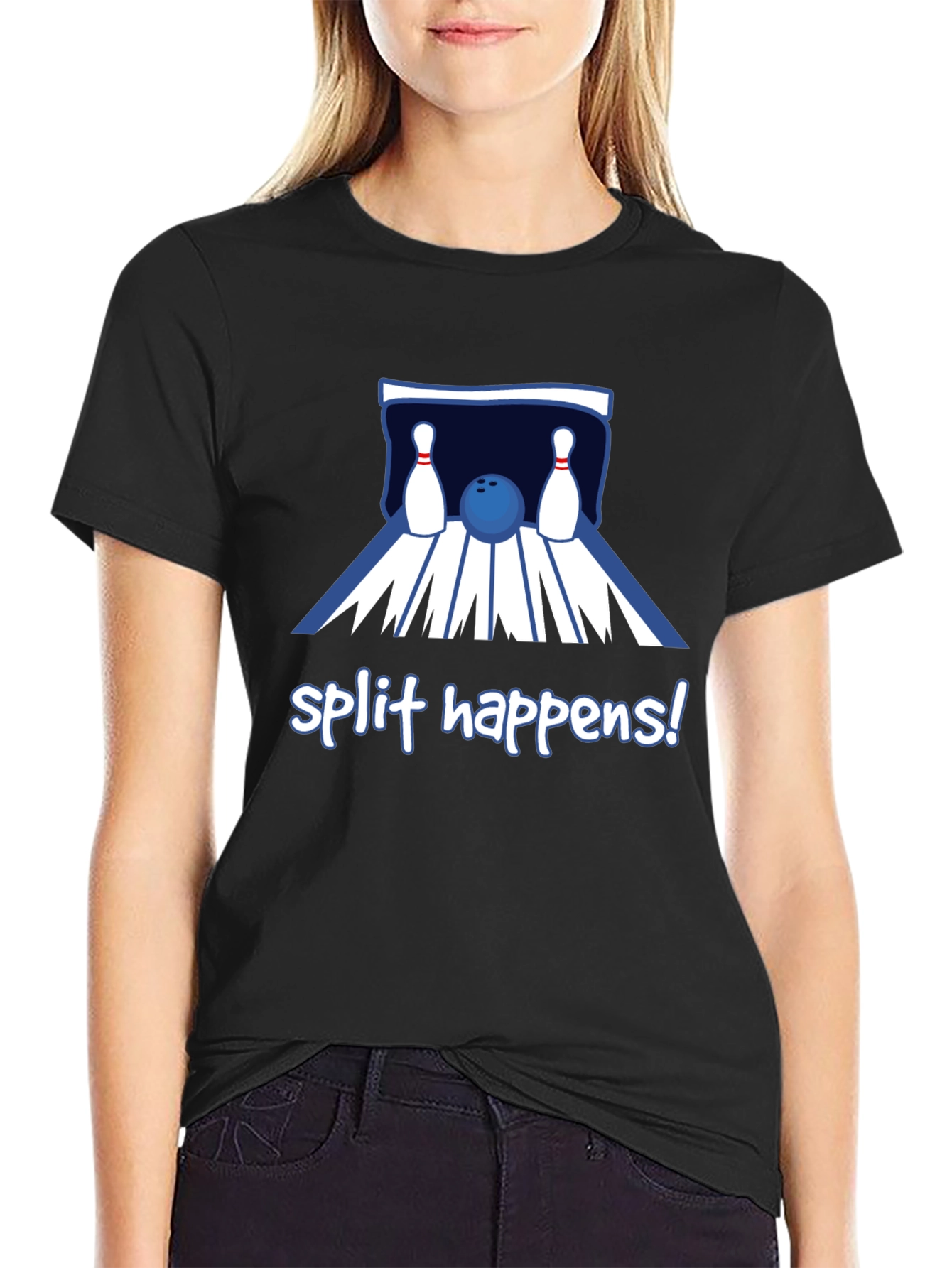 Black Split Happens Bowling T-Shirt - Black view 2