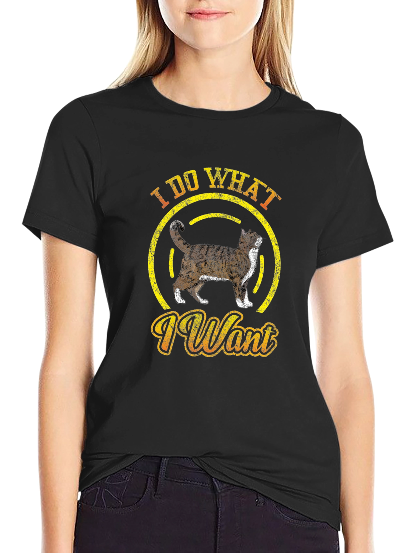 Black I Do What I Want Cat T-Shirt Funny Graphic Tee view 2
