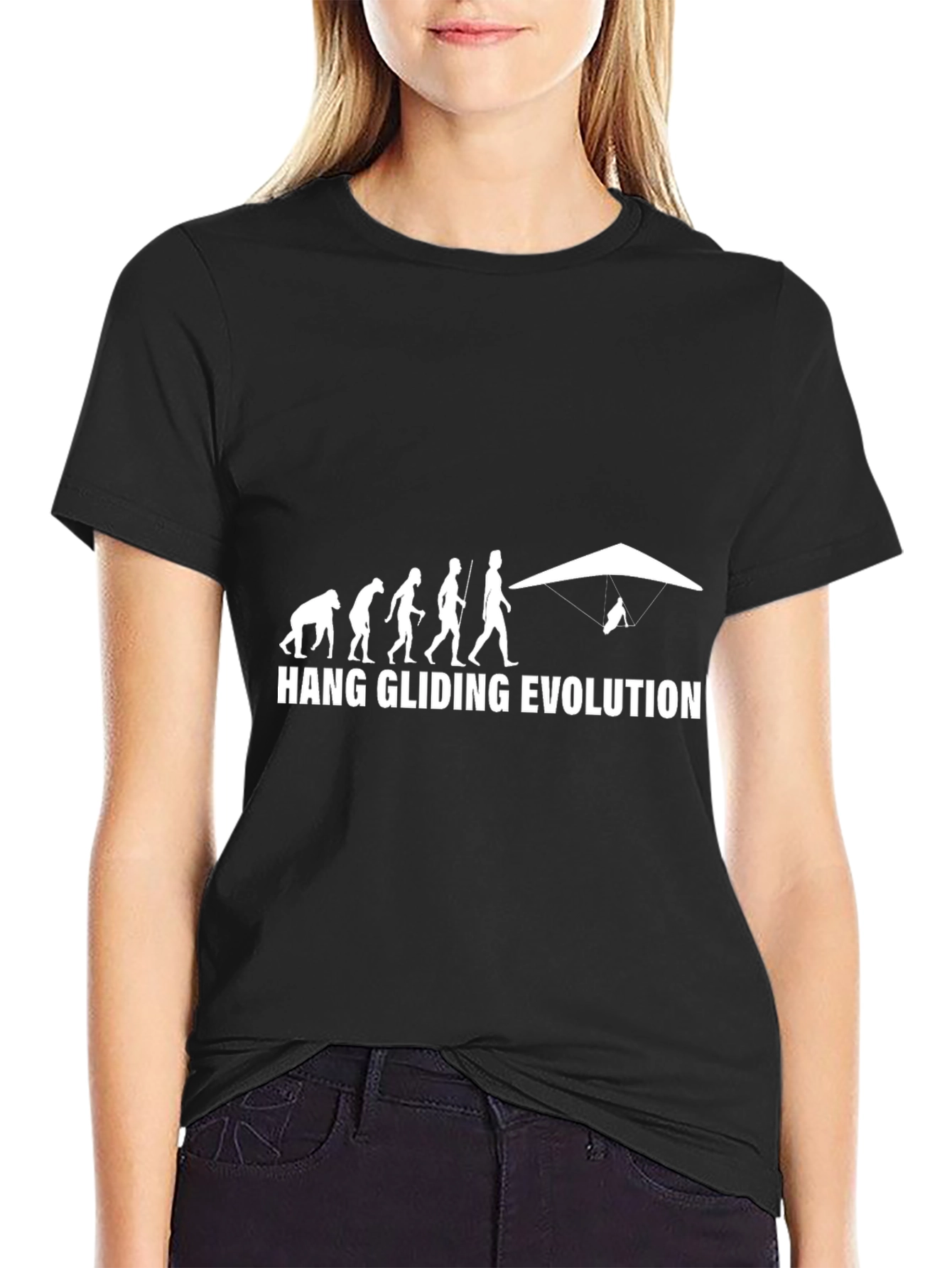 Black Hang Gliding Evolution Graphic T-Shirt view 2