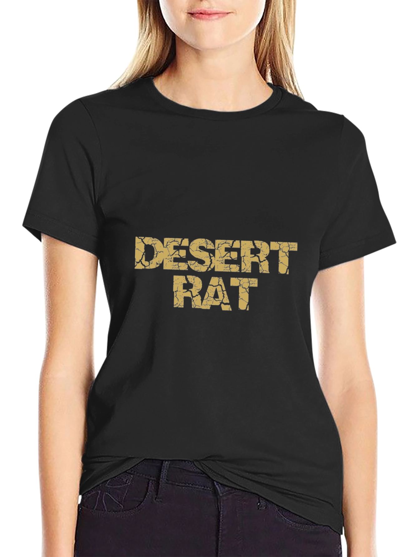 Black Desert Rat Graphic Tee - Black Cotton Casual T-Shirt view 2