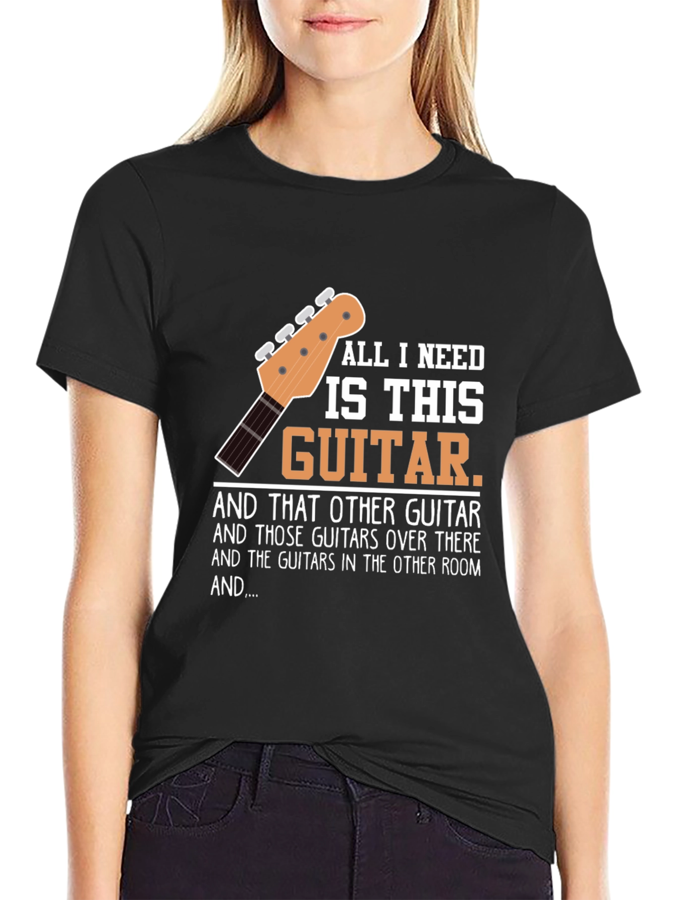 Black All I Need Is This Guitar Graphic Tee view 2