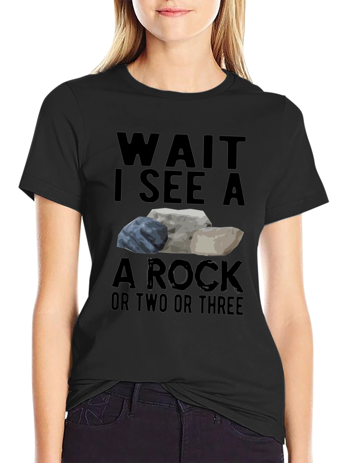 Black Wait I See a Rock T-Shirt Funny Geology Tee view 2
