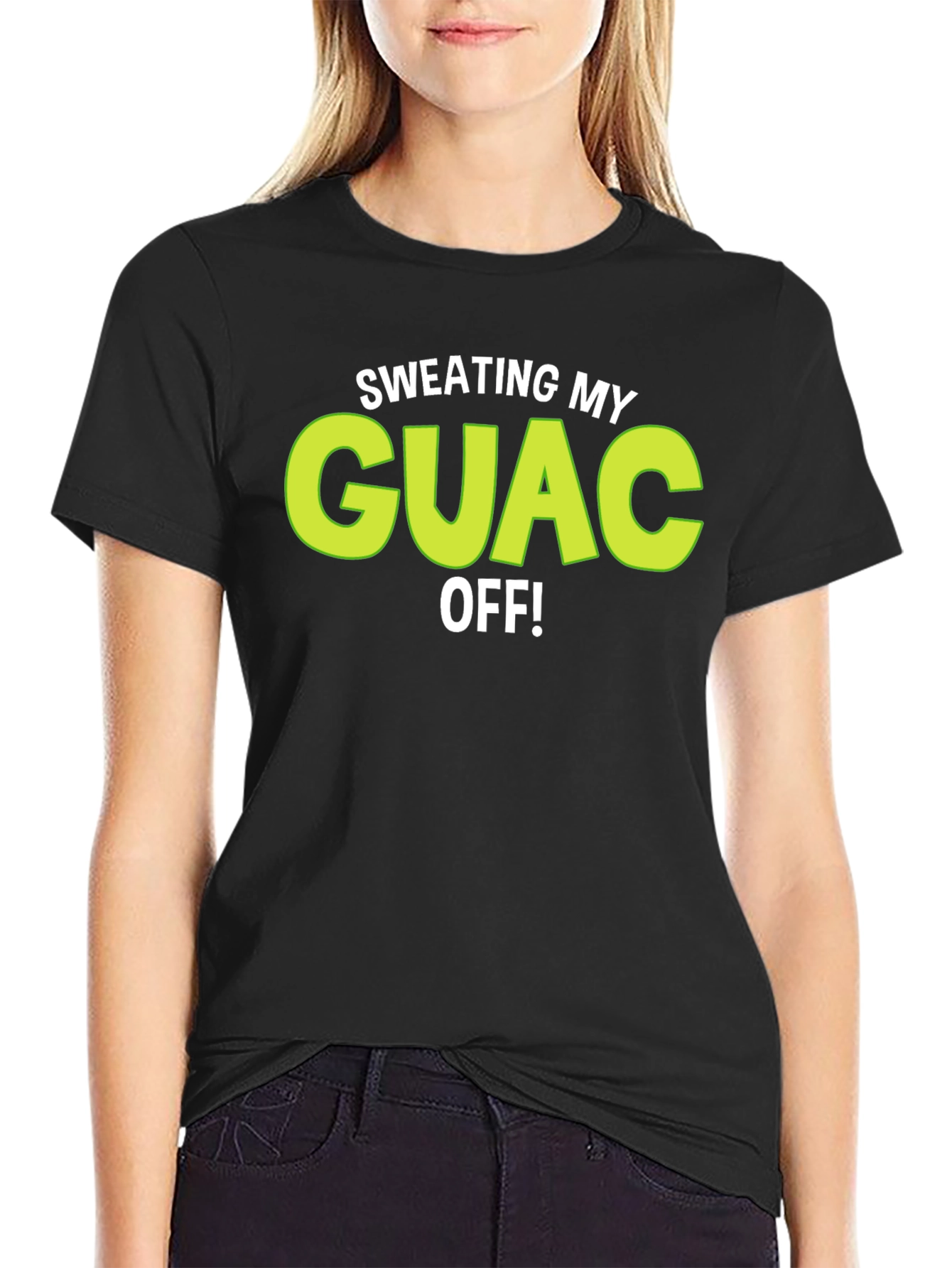Black Sweating My Guac Off! Funny Graphic Tee view 2