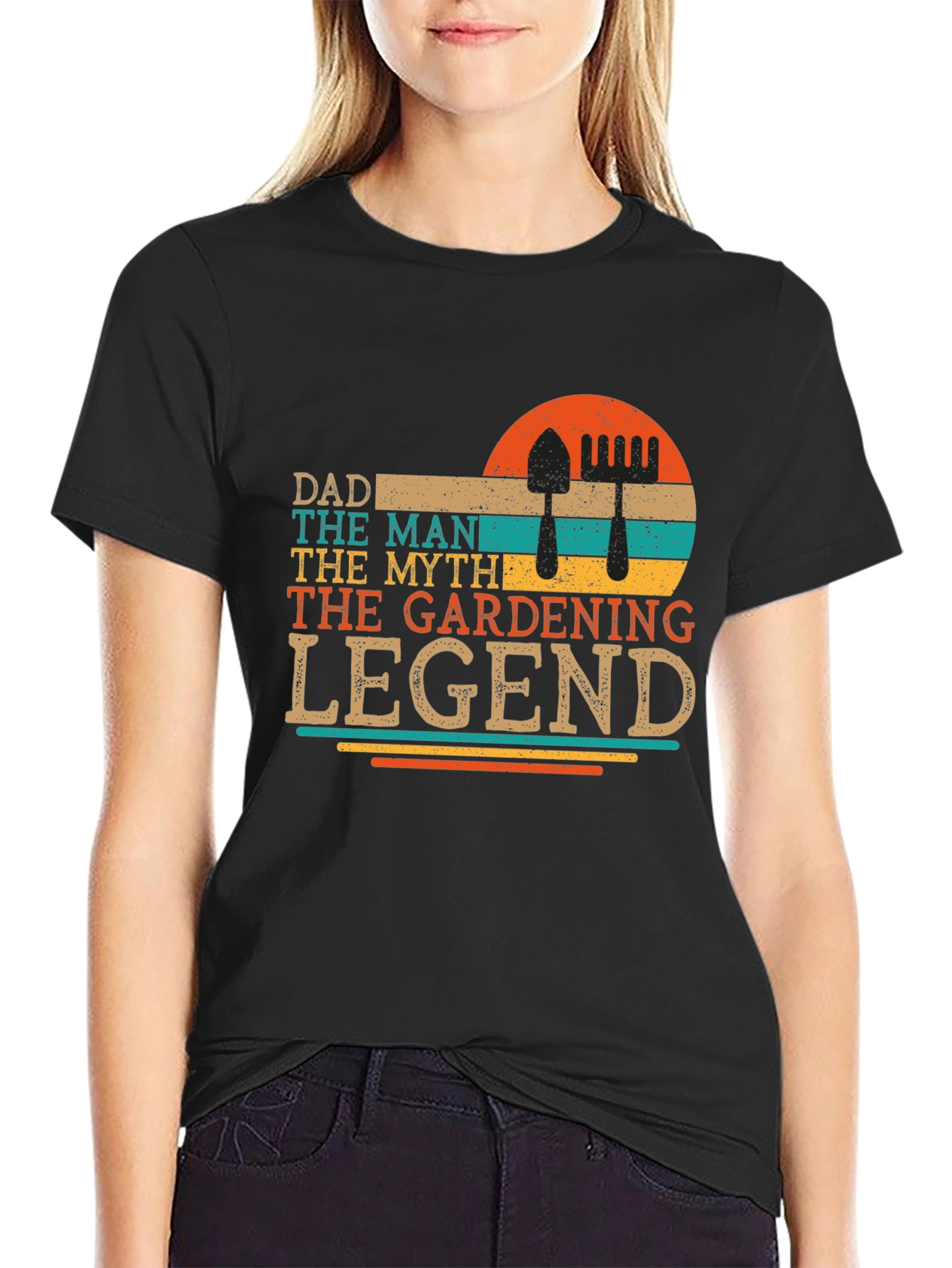 Black Dad Gardening Legend Retro Graphic Tee view 2