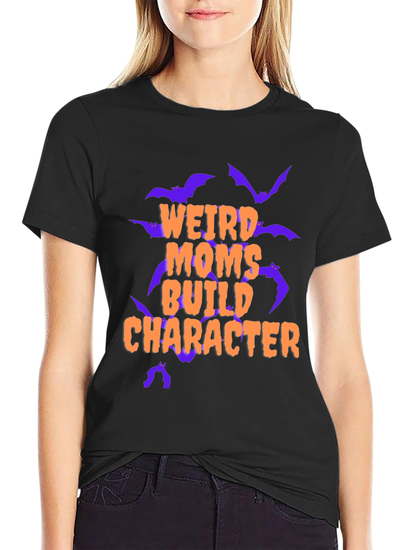 Black Weird Moms Build Character Graphic Tee view 2