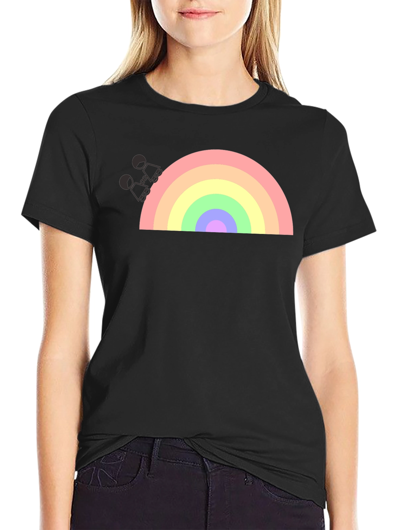 Black Rainbow Graphic T-Shirt - Black Cotton Blend view 2