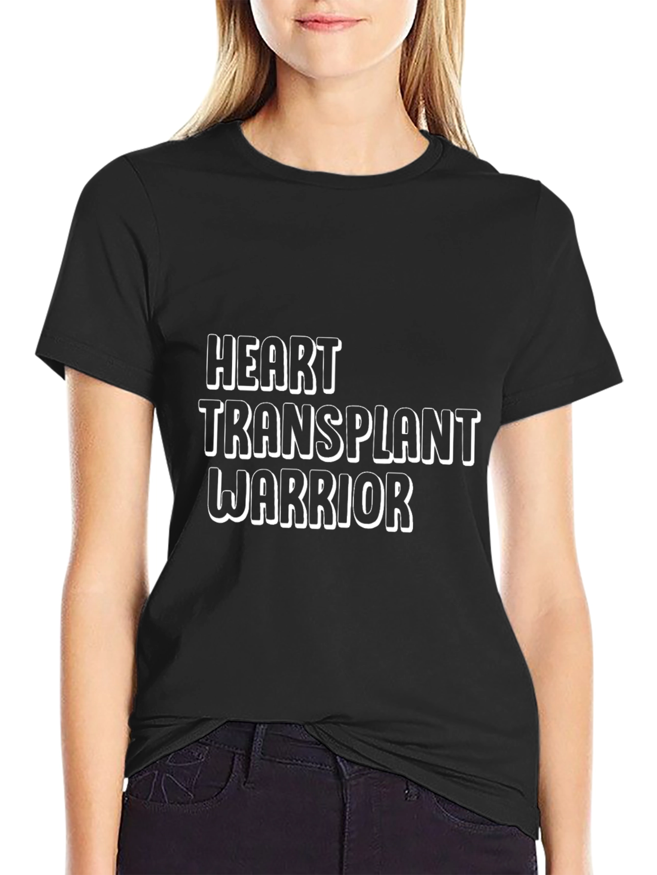 Black Heart Transplant Warrior Black T-Shirt view 2