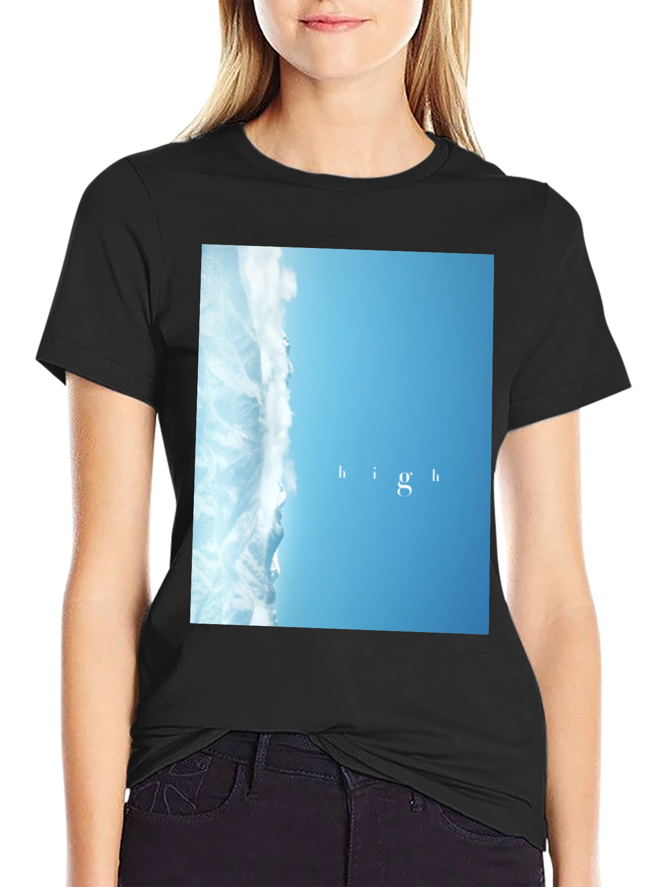 Black High Sky Graphic Black T-Shirt view 2