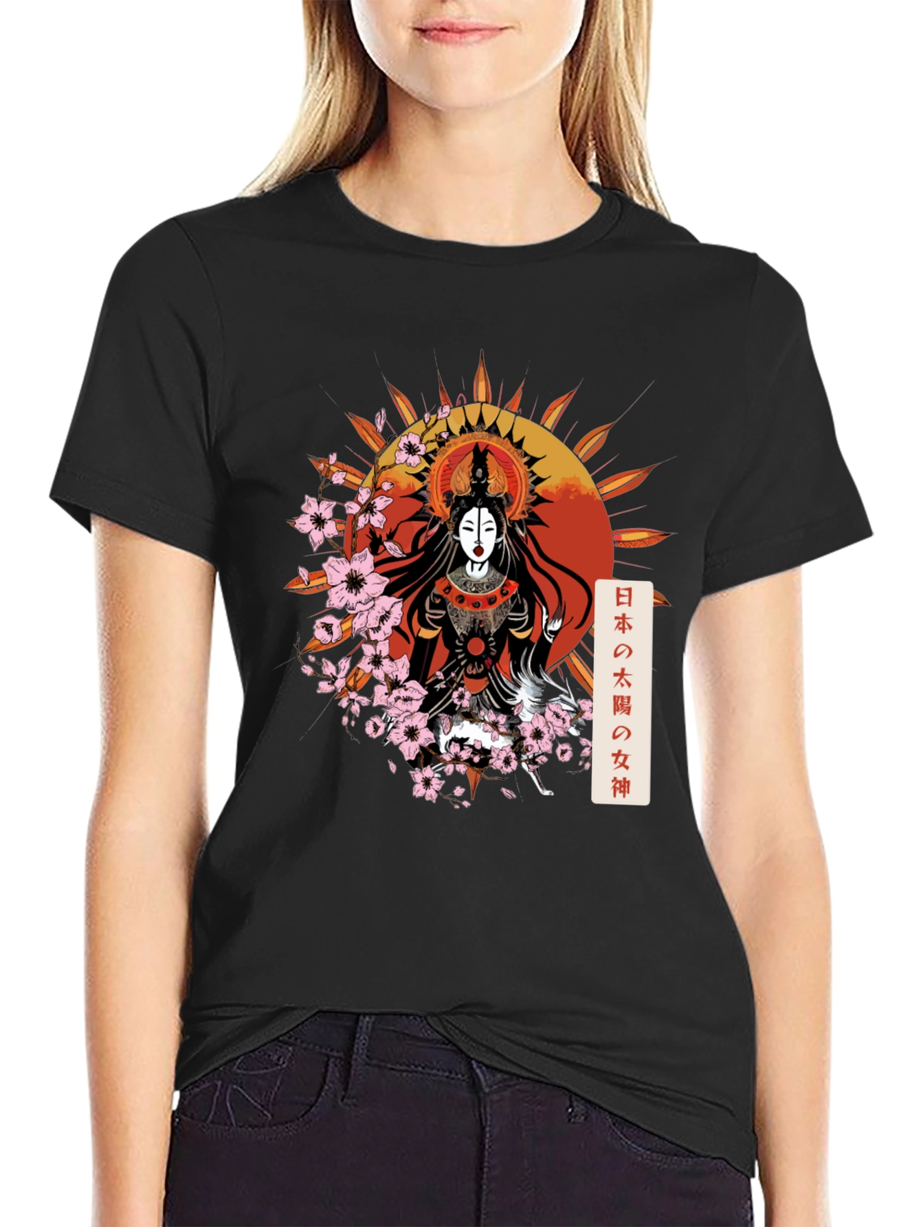 Black Japanese Goddess Graphic Tee view 2