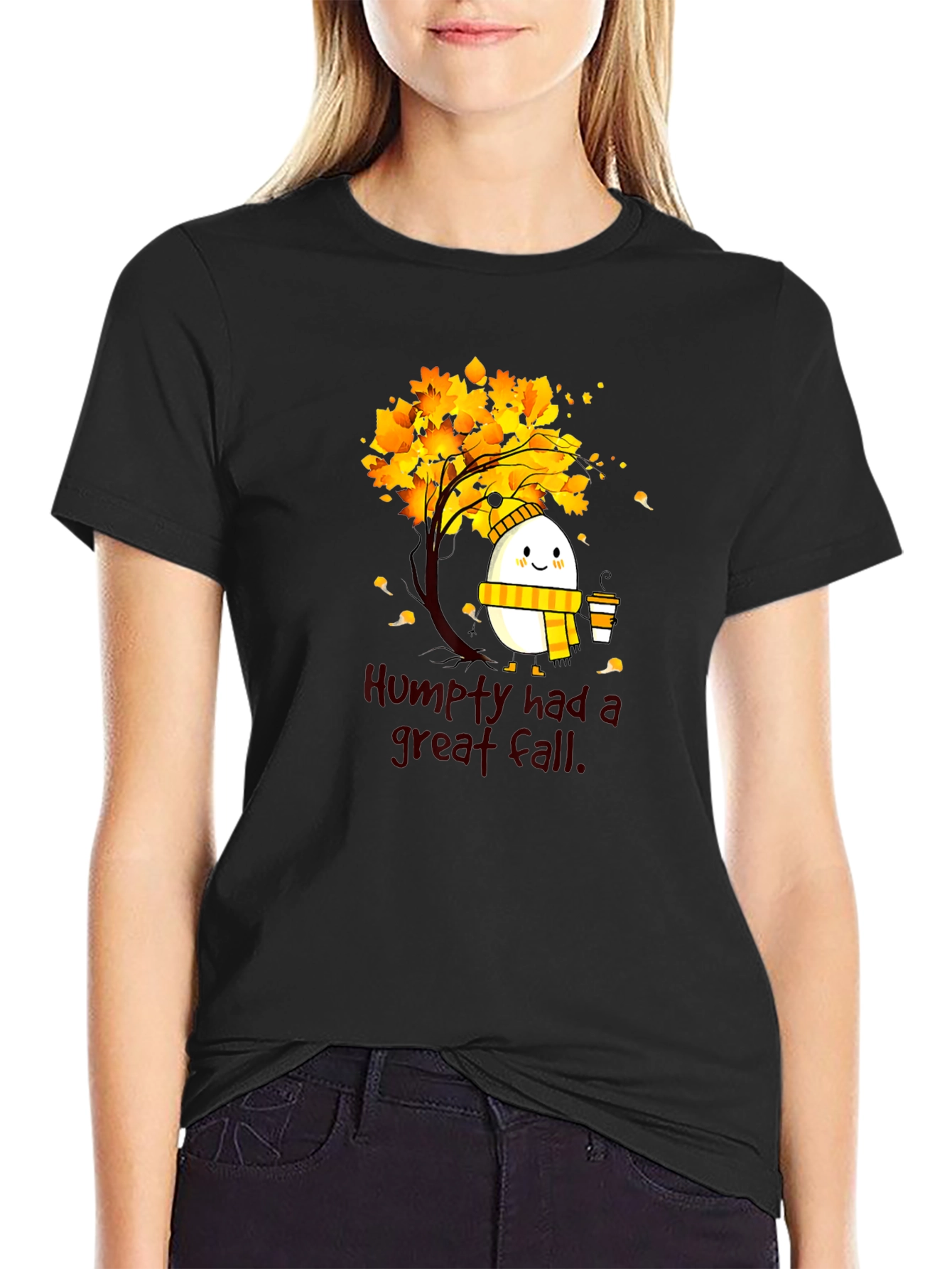 Black Humpty Great Fall Tee - Autumnal Humor Shirt view 2