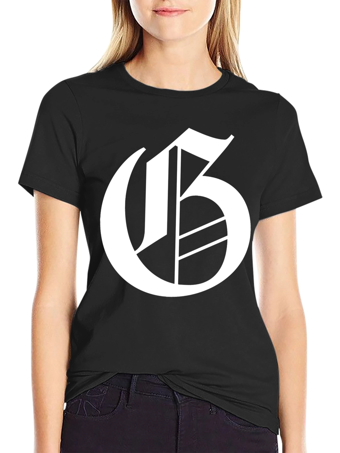Black Letter G Graphic Tee - Black Cotton Blend view 2